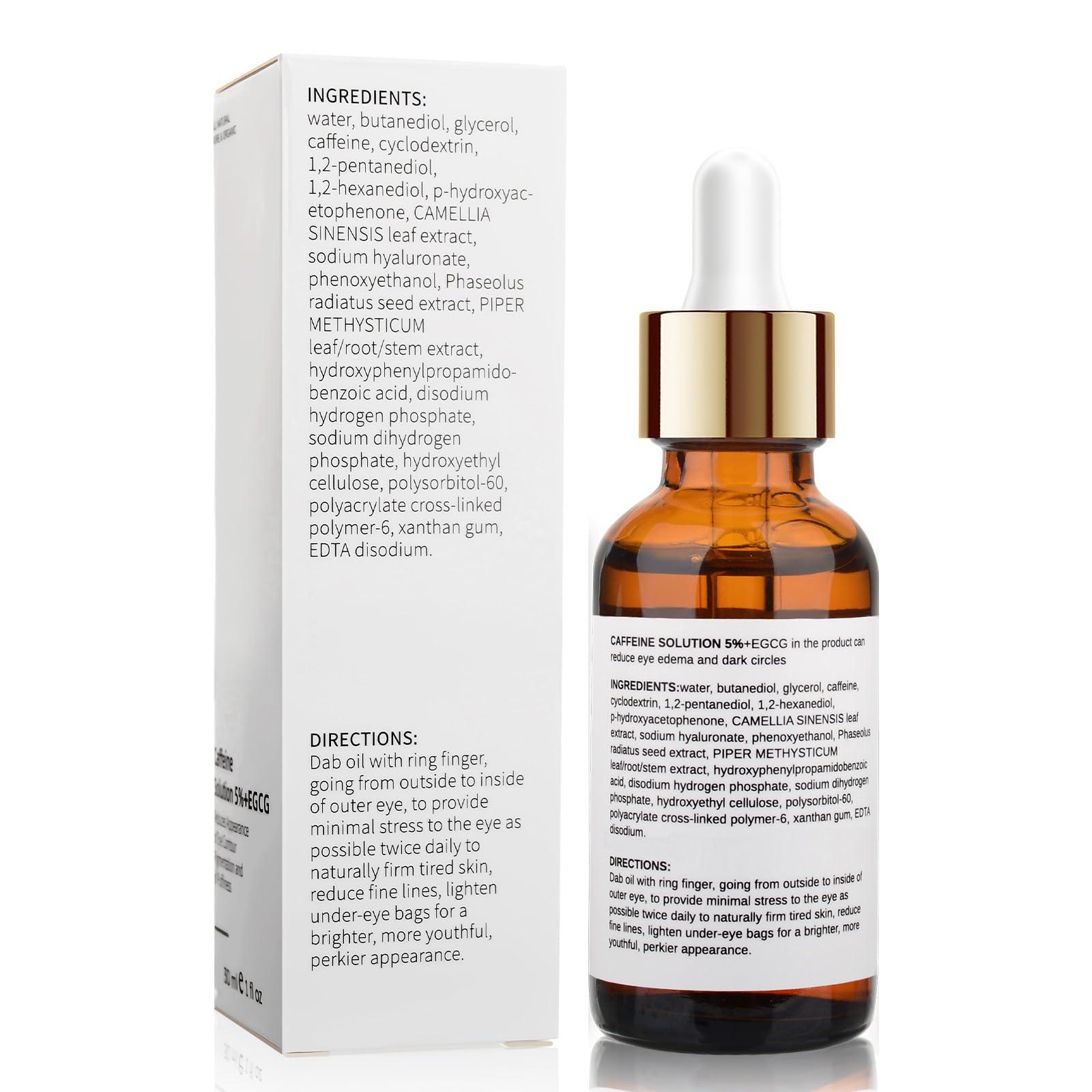 Caffeine Eye Serum with EGCG, 5% Caffeine Solution for Eyes Reduces Pigmentation and Puffiness, Under Eye Serum for Dark Circles, Wrinkles and Fine Lines for All Skin Types, 1 OZ - Image 9