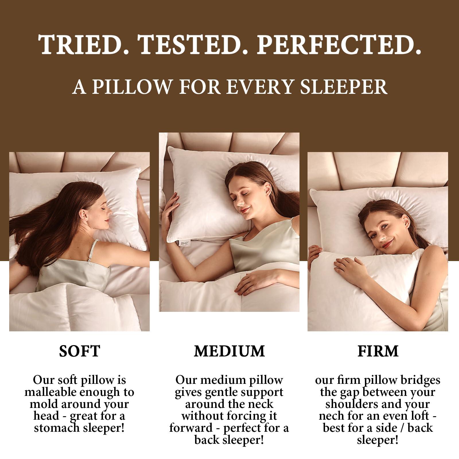 BHZ Goose Down Feather Pillows Queen Size - Hotel Collection Bed Pillows for Sleeping Soft Pillow for Side and Back Sleepers with 100% Cotton Fabric - Image 7