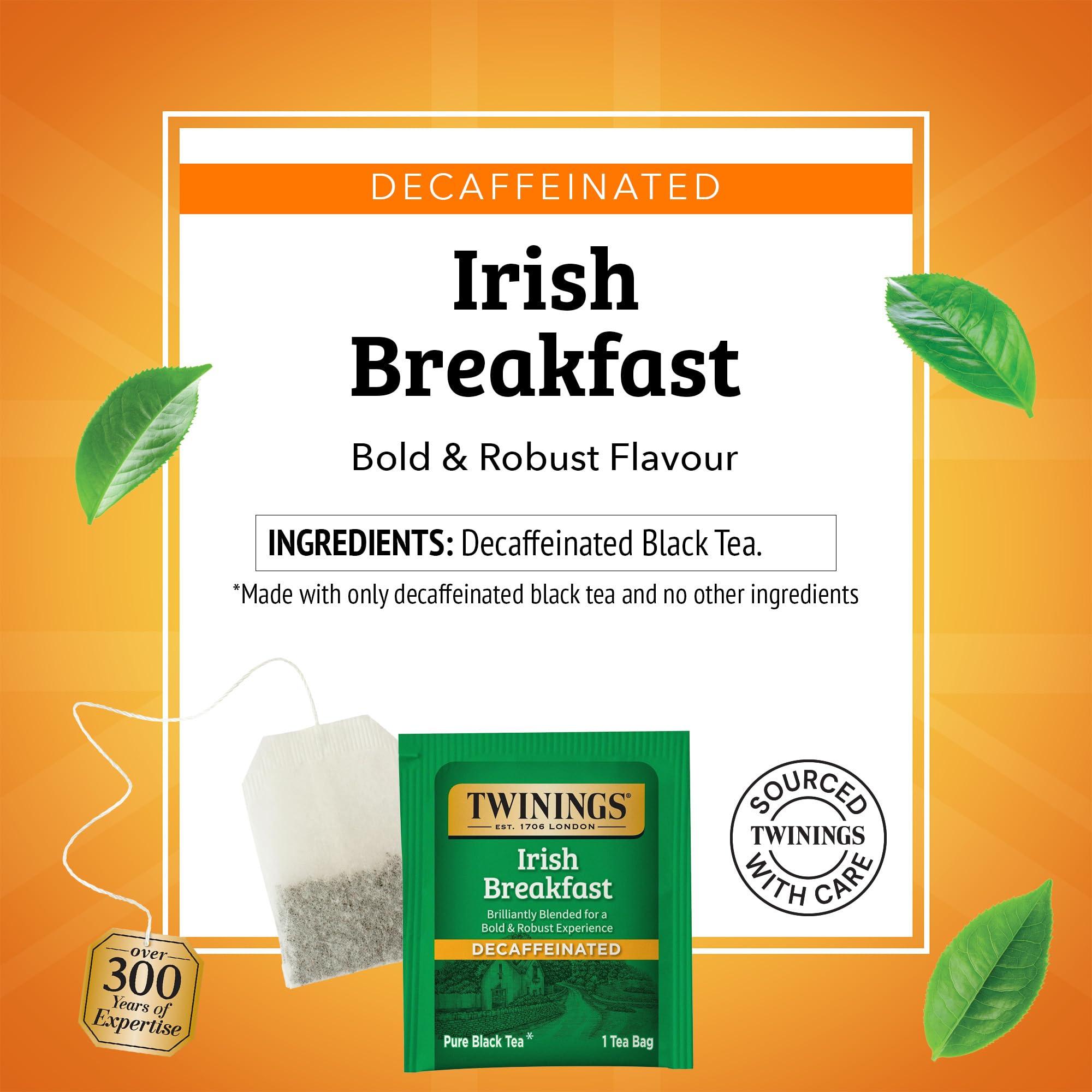 Twinings Decaffeinated Irish Breakfast Black Tea Individually Wrapped Bags, 20 Count (Pack of 1), 20 Teabags Per Box, Flavourful, Robust, Enjoy Hot or Iced - Image 4