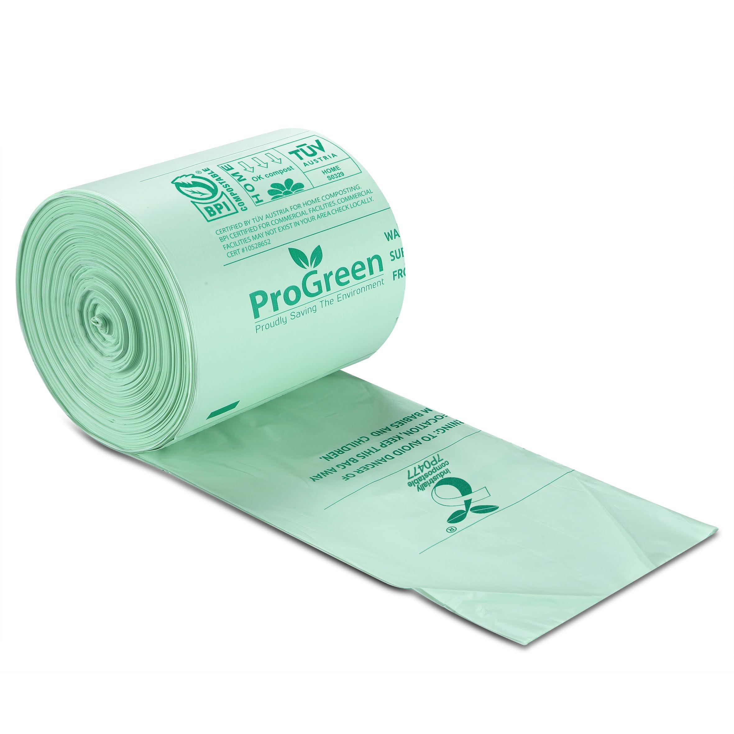 ProGreen Compostable Trash Bags, Extra Thick, Compost Kitchen Bin Bags, Food Scraps Yard Waste Bags, ASTM D6400 BPI and TÜV AUSTRIA Certified (8 Gallon, Pack of 100) - Image 3