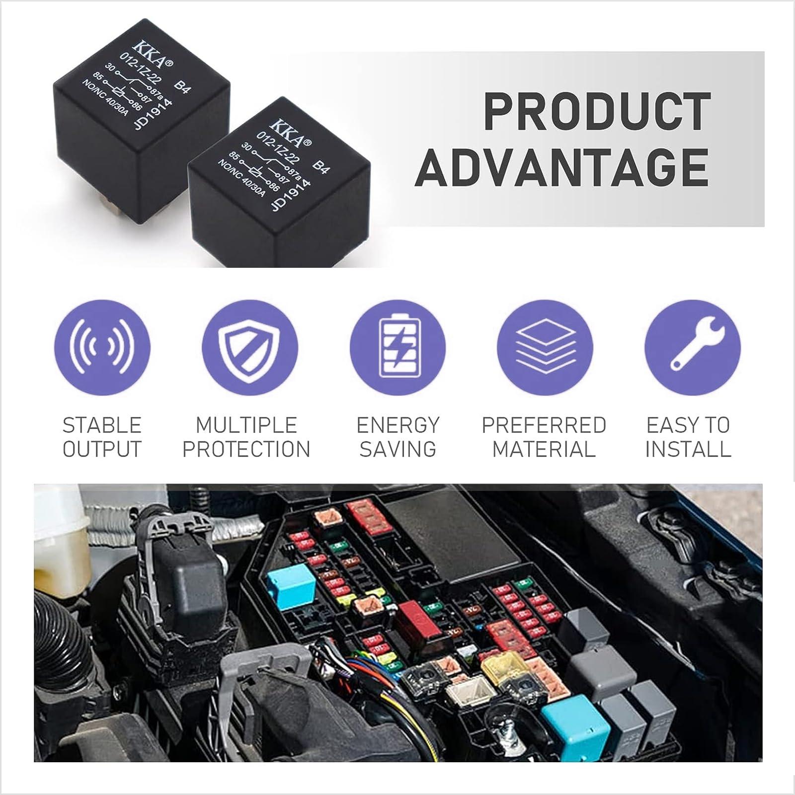 gunhunt 4 PCS 40A Automotive Relays, Car Relay Switch, 5 Pin Relay, 12V Waterproof Car Relay, Trim System Components, Replacement for Car Boat Outboard Motor (Black) - Image 3