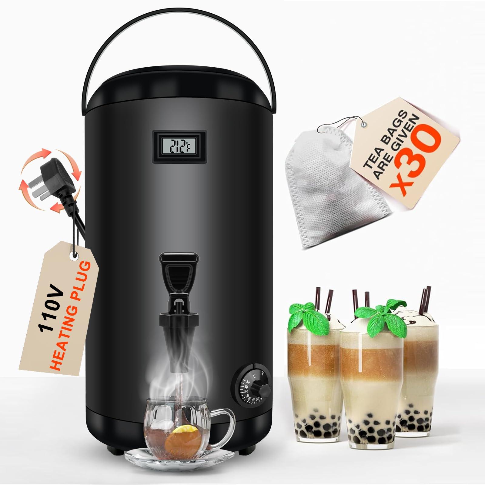 Nalison Electric Heating Insulated Beverage Dispenser-75 Cup Hot Drink Beverage for Catering-Stainless Steel Hot Beverage Dispenser 12 L/3.2 Gallon Coffee Urn with Spigot for tea,Juice (black)