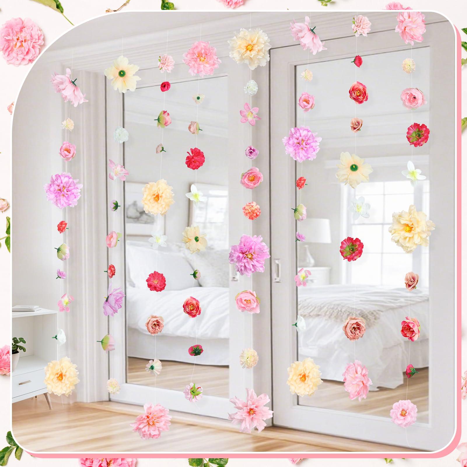K KUMEED 6 PCS Artificial Rose Flowers Hanging Decorations,13 FT Dangling Fake Rose with Hooks Spring Party Decorations for Wedding Party Background Birthday Baby Shower Home Flower Garden Themed - Image 4