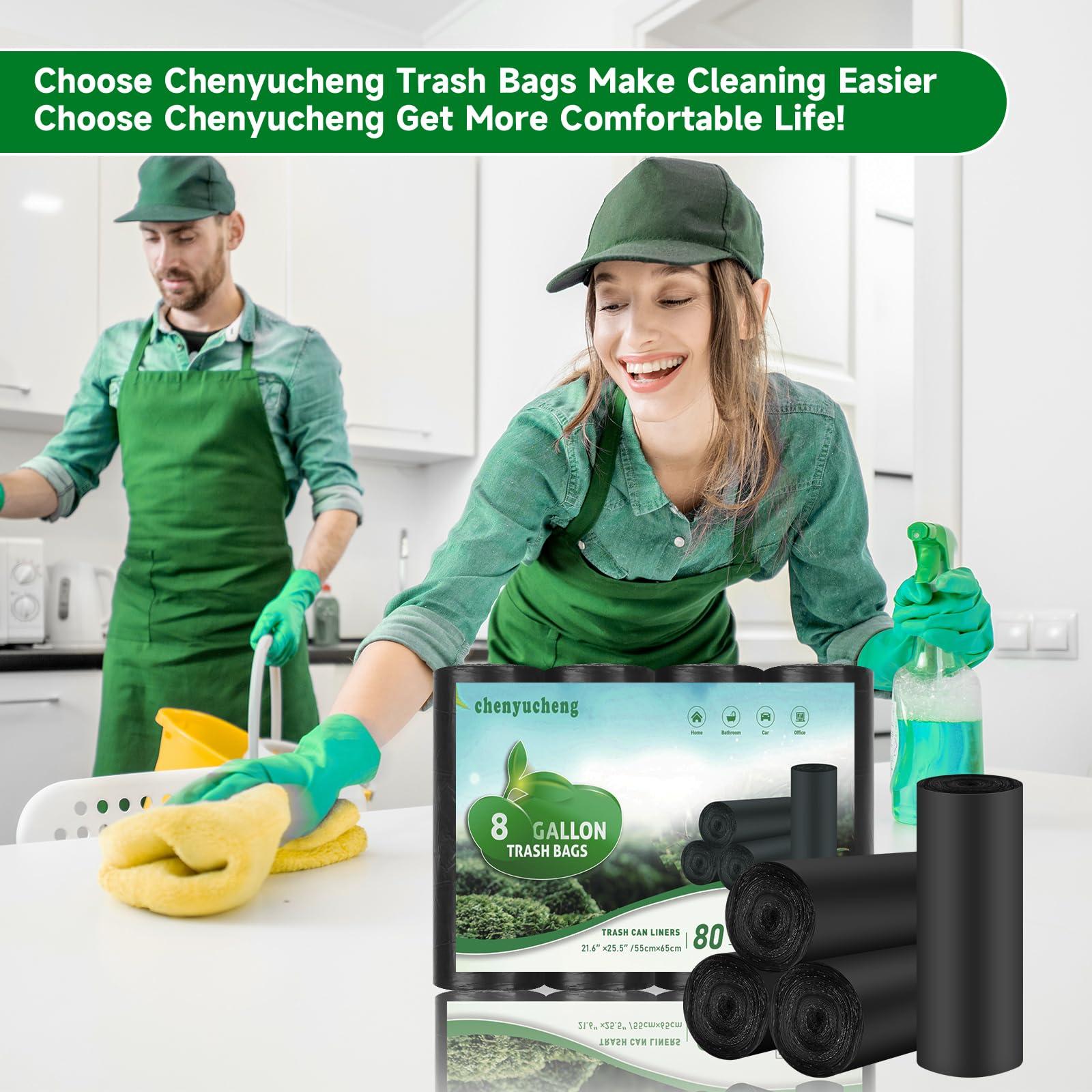 8 Gallon Trash Bags Black Biodegradable - Medium Kitchen Size 8 Gal Garbage Bag Unscented 80 Count Compostable Recycling Strong Thick Office Waste Basket Liners Bulk Chenyucheng - Image 5