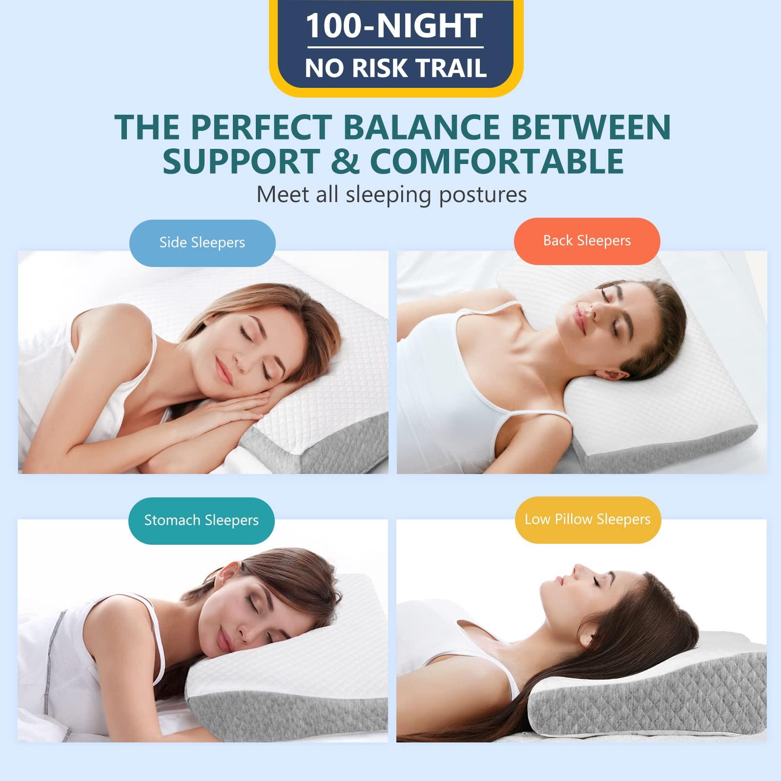ZAMAT Contour Memory Foam Pillow for Neck Pain Relief, Adjustable Ergonomic Cervical Pillow for Sleeping, Orthopedic Neck Pillow with Washable Cover, Bed Pillows for Side, Back, Stomach Sleepers - Image 7