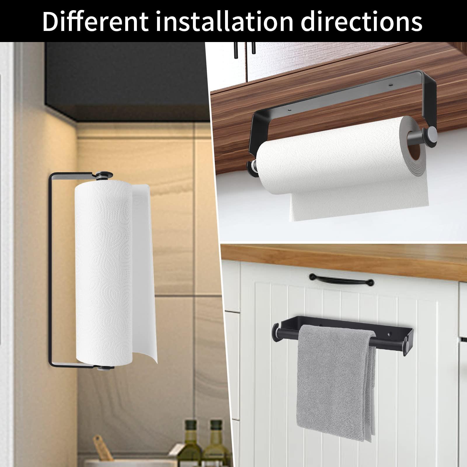 PEDORUBY Under Cabinet Paper Towel Holder, Adhesive or Drill Mount Paper Towel Holder, Wall Mount Paper Towel Holders for Kitchen or Bathroom (Black) - Image 7