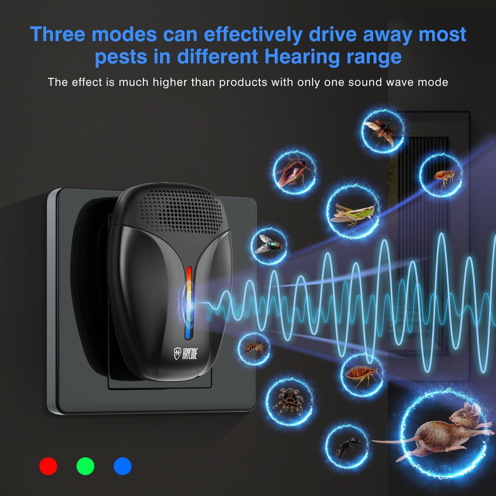 2025 Upgraded Ultrasonic Repeller & Insect Indoor Repeller,Ultrasonic and Repellent for Roach,Rodent,Mouse,Bugs,Mosquito,Mice,Spider,Ant,3 Mode Switching,6 Packs - Image 3