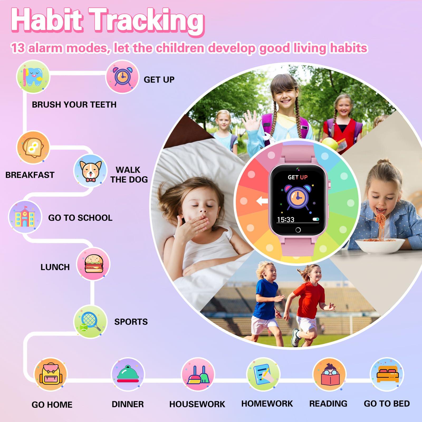 Kids Smart Watch Girls Gift for Girl Aged 6-12, HD TouchScreen Kids Watch with 26 Games Video Camera Music Pedometer Audiostory Learn Card Educational Toys Birthday Gifts for Girls Ages 5 6 7 8 9 - Image 3