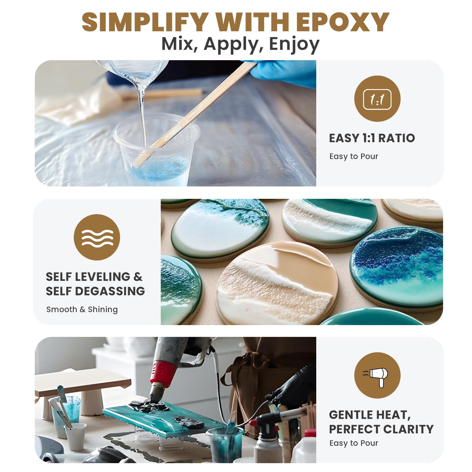 LEEYA Epoxy Resin Crystal Clear Epoxy Resin Kit 1 Gallon, No Yellowing No Bubble Self Leveling Resin Epoxica Easy Mix 1:1, Table Top Epoxy Resin, Coating Casting, Painting, Art Crafts, Jewelry Making - Image 2