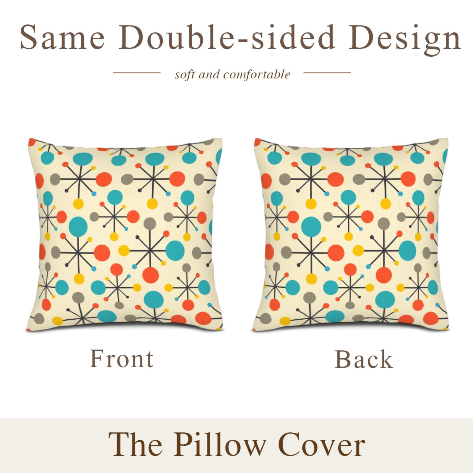 Waiyear Mid Century Modern Atomic Throw Pillows Covers 18"x18" Set of 2, Retro Decorative Pillow Cases for Couch Sofa Living Room,Yellow Cushion Covers - Image 3