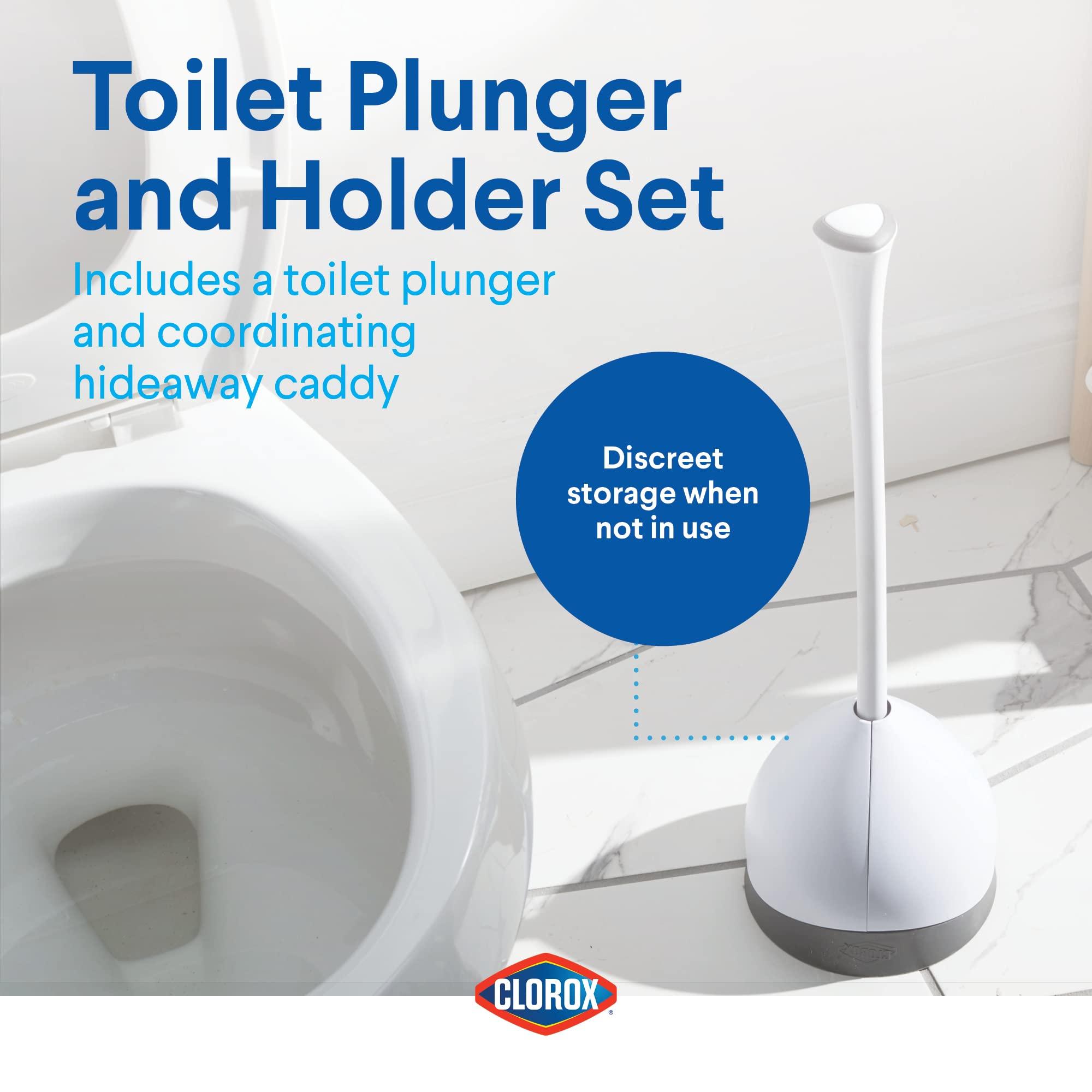 Clorox Toilet Plunger with Hideaway Caddy – Toilet Plunger for Bathroom, Bathroom Organizers & Storage, Bathroom Accessories, Toilet Unclogger, Plunger with Holder - Image 6