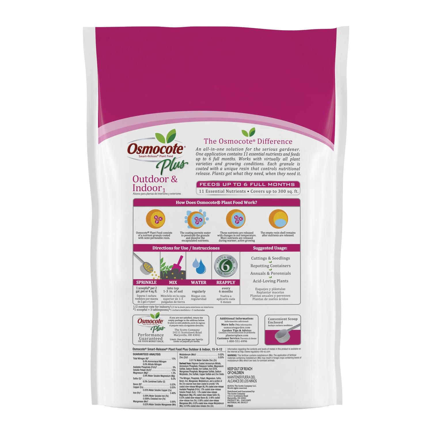 Osmocote Smart-Release Plant Food Plus Outdoor & Indoor₁, Granular Fertilizer with 11 Essential Nutrients, 8 lbs. - Image 6