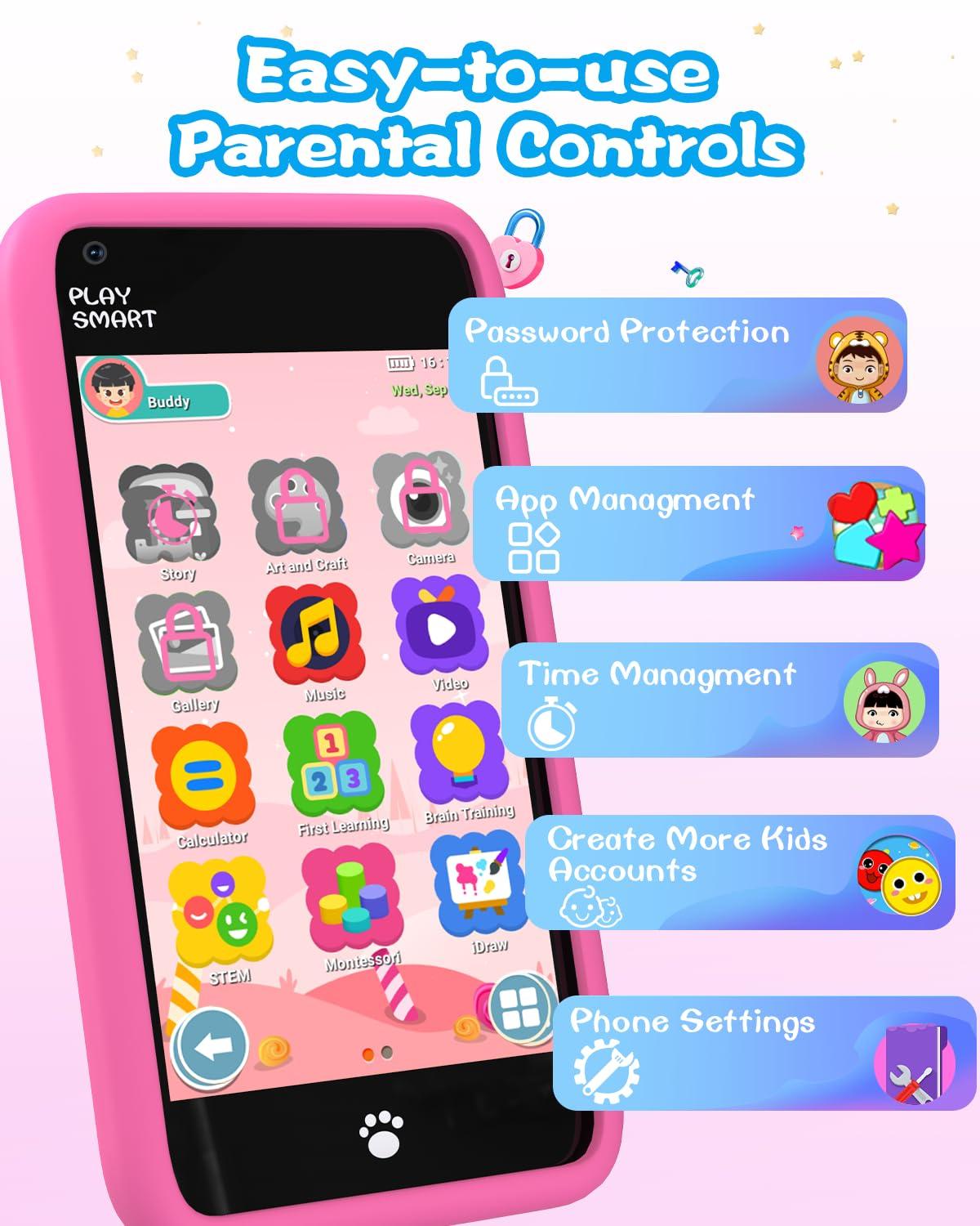 MOMILLA Kids Toys Smart Phone, 3.97" Touchscreen Phone Girls Toys, Gifts for Kids Age 3-12, Toddler Toys Learning Smartphone, Cell Phone with Front Camera Only (No Dual Camera) - Image 7