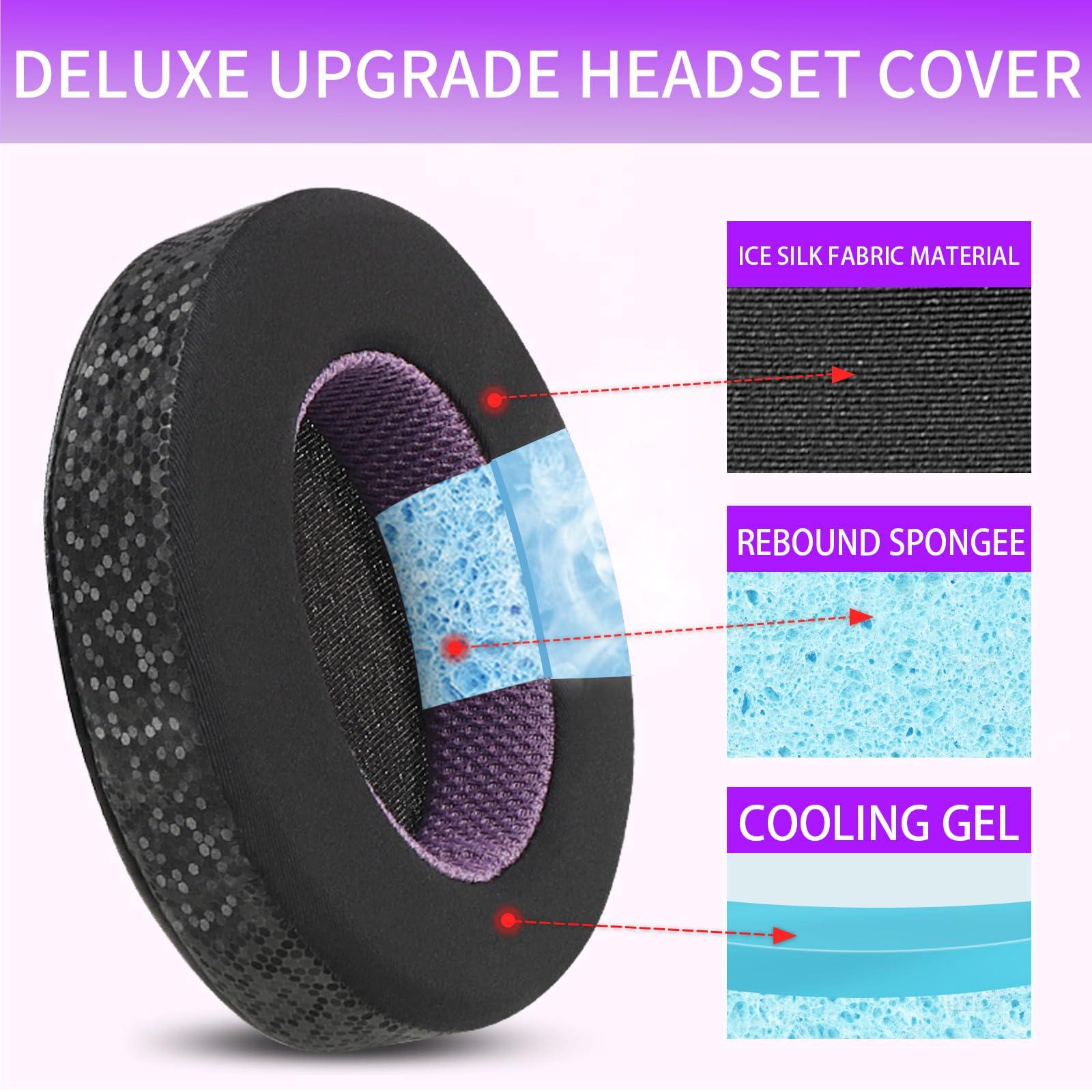 Jomwag Magic Ice Gel Replacement Earpads for Sony WH-1000XM4 – Black/Purple Cooling Cushions - Image 2