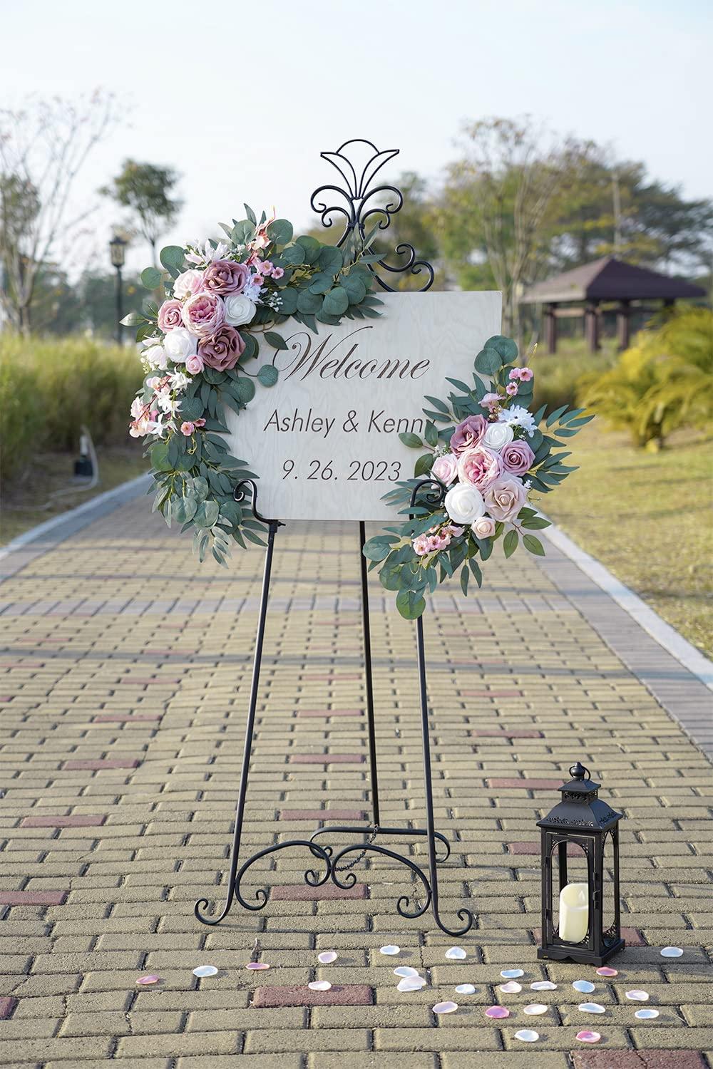 ponatia Wedding Arch Flowers (Pack of 2), Artificial Dusty Rose Flowers for Wedding Welcome Signs Decorations and Arch Flower for Wedding Ceremony Reception (Dusty Rose & Blush) - Image 2