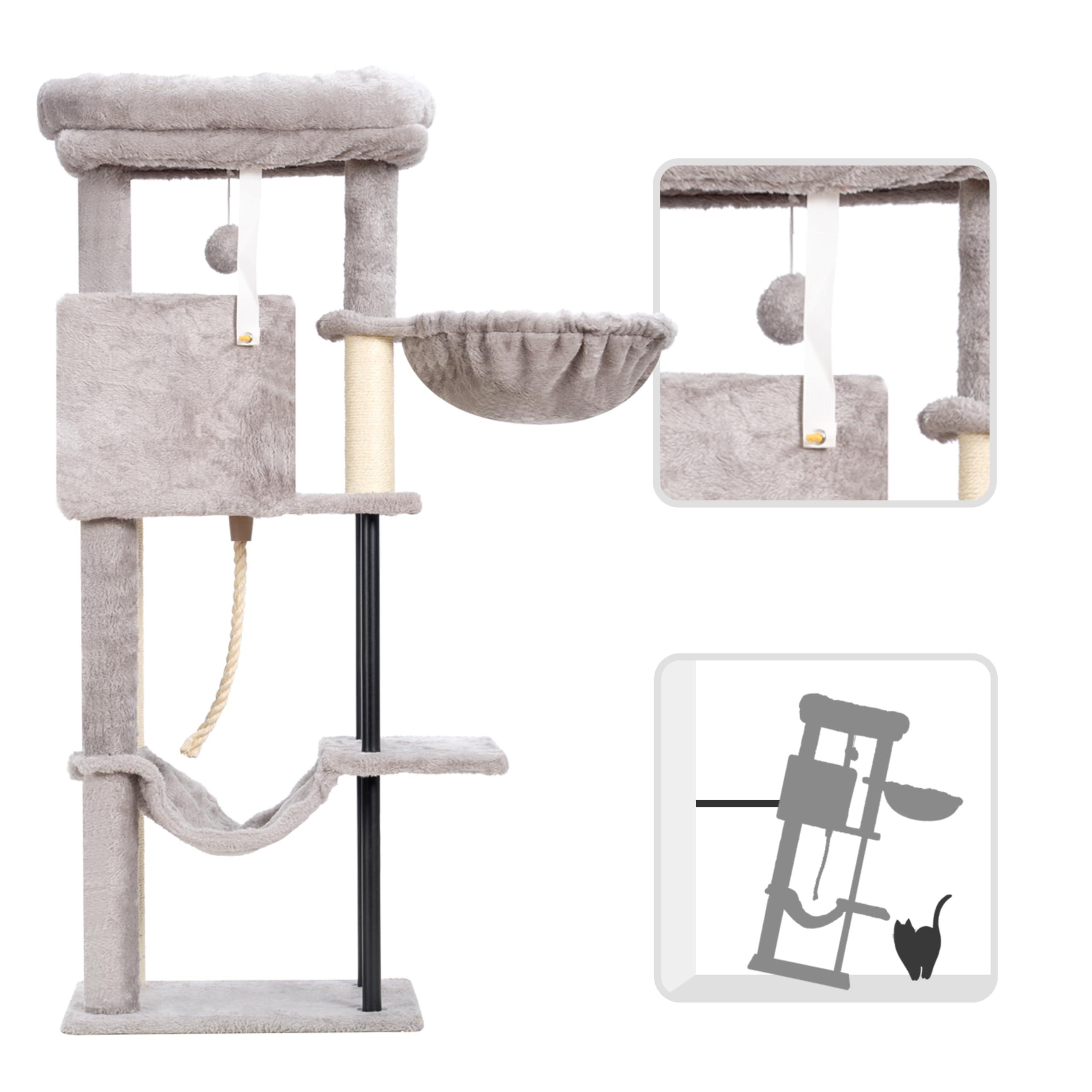 Gitelsnour Cat Tree, Cat Tower for Indoor Cats, 43.3 inch Cat Tree Tower with Sturdy Steel Tube, Cat Hammock, Cat Condo for Small Cats and Kittens, Cat Scratching Post, Light Gray GCT004SW - Image 8