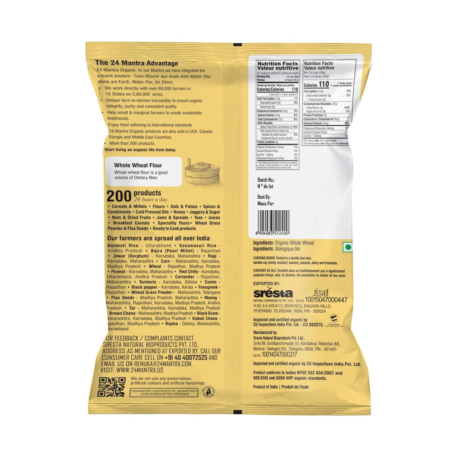 24 Mantra Organic Whole Wheat Atta - 20 Lb, (Pack of 1) - Image 2