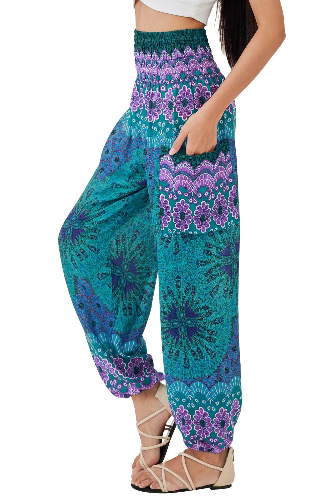 Joob Joob Boho Pants for Women - Hippie Harem Pants Women - Womens Yoga Pants – Comfy Bohemian Flowy Hippie Clothes