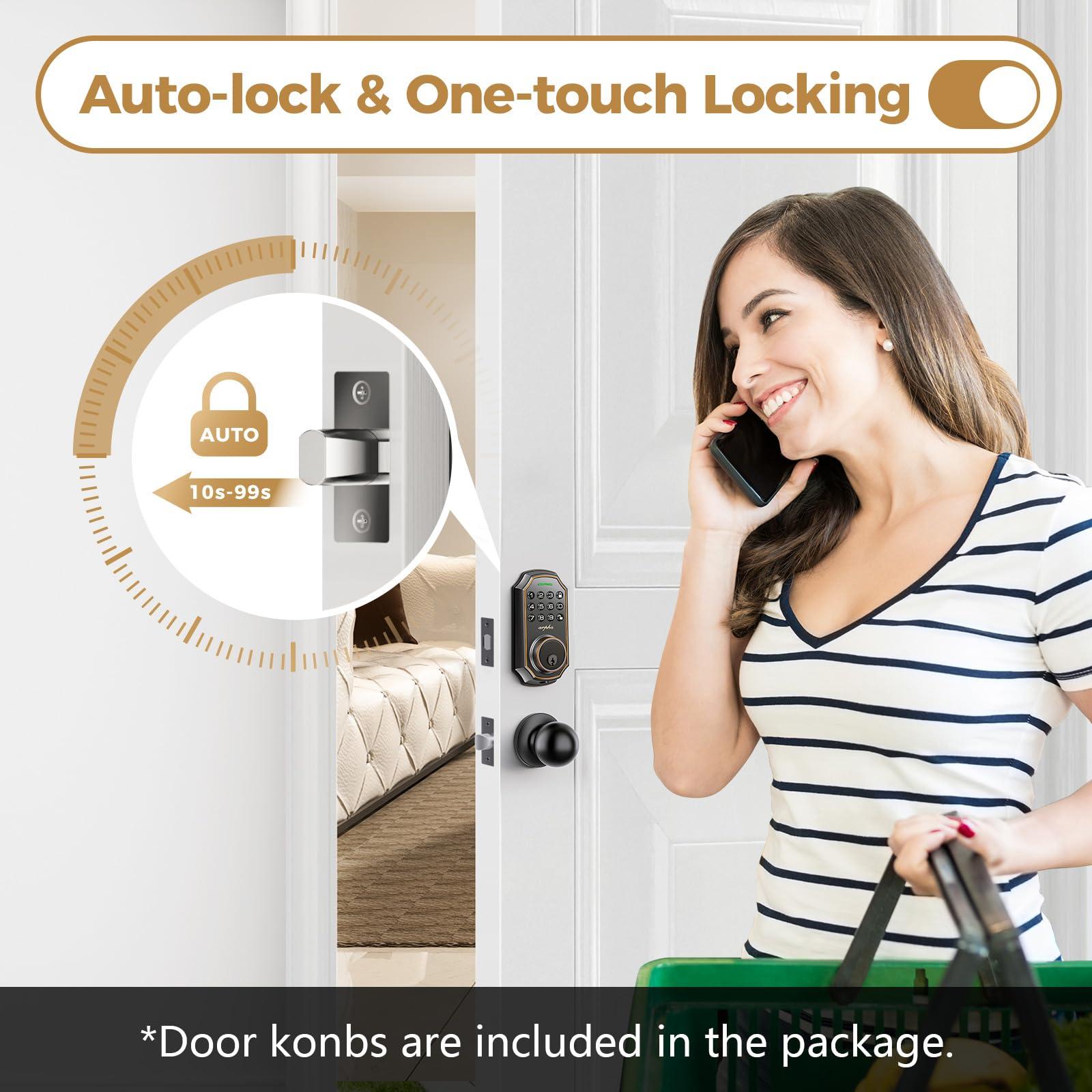 Smart Lock - Keyless Entry Electronic Deadbolt with 2 Door Knobs - App Control & Keypad Access - 100 Code Easy to Install - Image 4