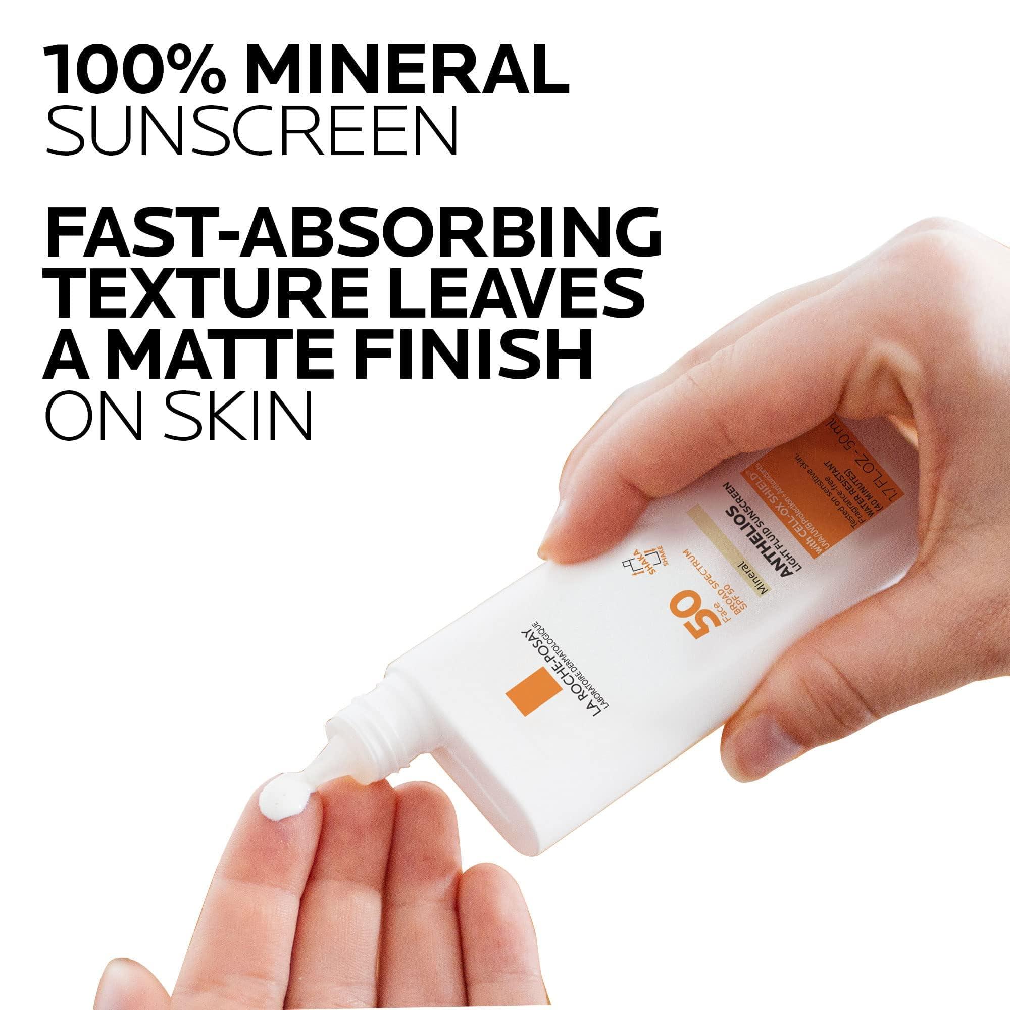 La Roche-Posay Anthelios Sunscreen SPF 50, Ultra-Light Fluid Broad Spectrum SPF 50, Face Sunscreen with Titanium Dioxide Mineral, Lightweight & Fast-Absorbing, Oil-Free, Matte Finish - Image 3