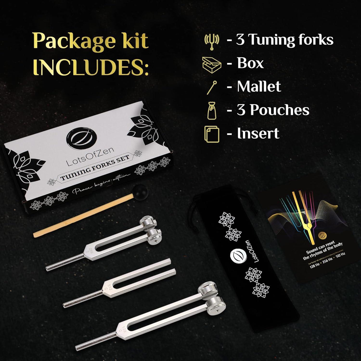 Tuning Forks for Healing Set (128Hz, 256Hz, 512Hz) — Essential Yoga and Meditation Accessories & Sound Therapy Devices - Image 3