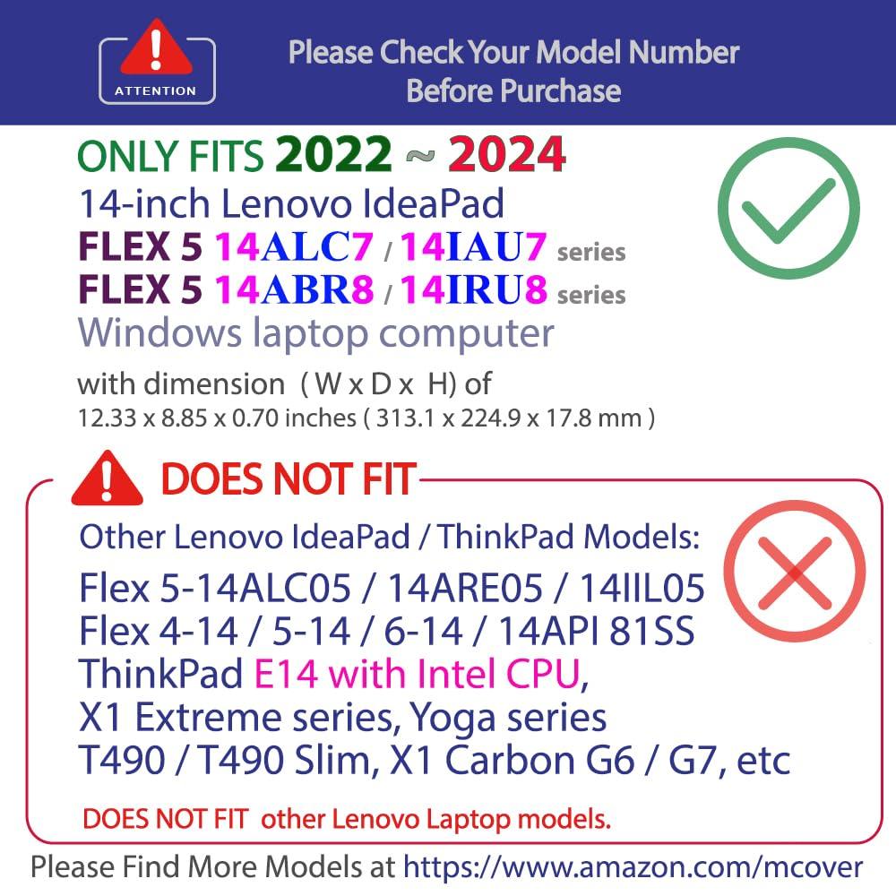 mCover Hard Case Only Compatible for 2022-2024 14" Lenovo IdeaPad Flex 5 Windows 14ALC7 / 14IAU7 / 14ABR8 / 14IRU8 Series Convertible Laptop Computers (NOT Fitting Other Models) -Black - Image 3