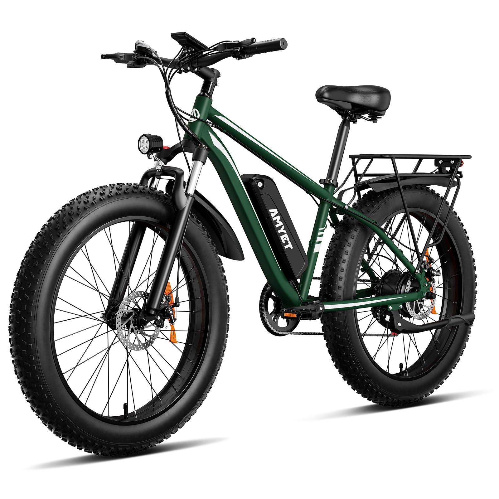 AMYET EB26 Electric Bike for Adults Peak 1500W Electric Bicycle 48V 15AH (720WH) Battery Electric Bike 26" Fat Tire Mountain 32mph 7 Speed Gears Ebike