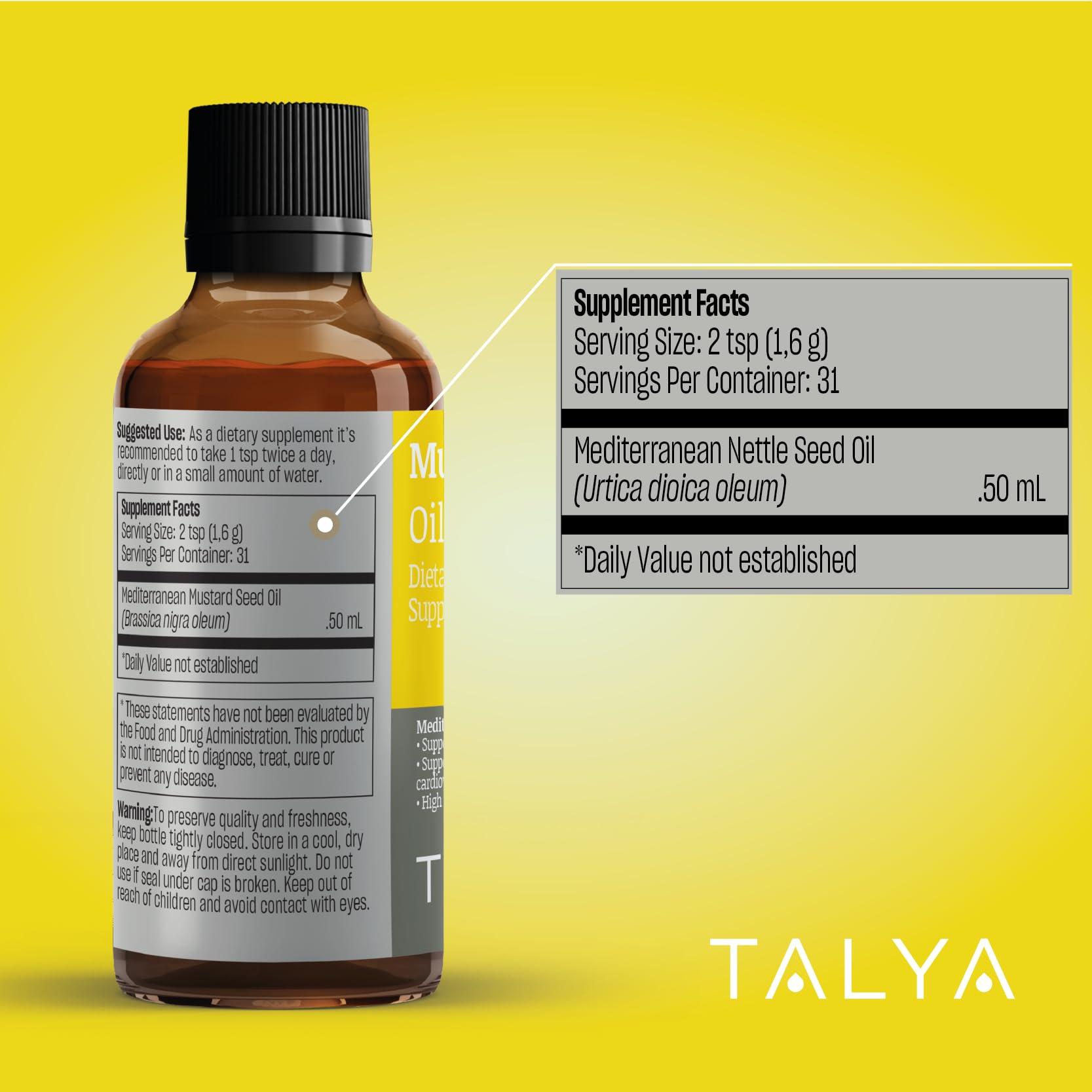 TALYA Herbal Pure Mustard Oil (Brassica nigra oleum) 100% Natural Pure Cold Pressed Oil 50ml (1.7 oz) Glass Bottle - Image 6