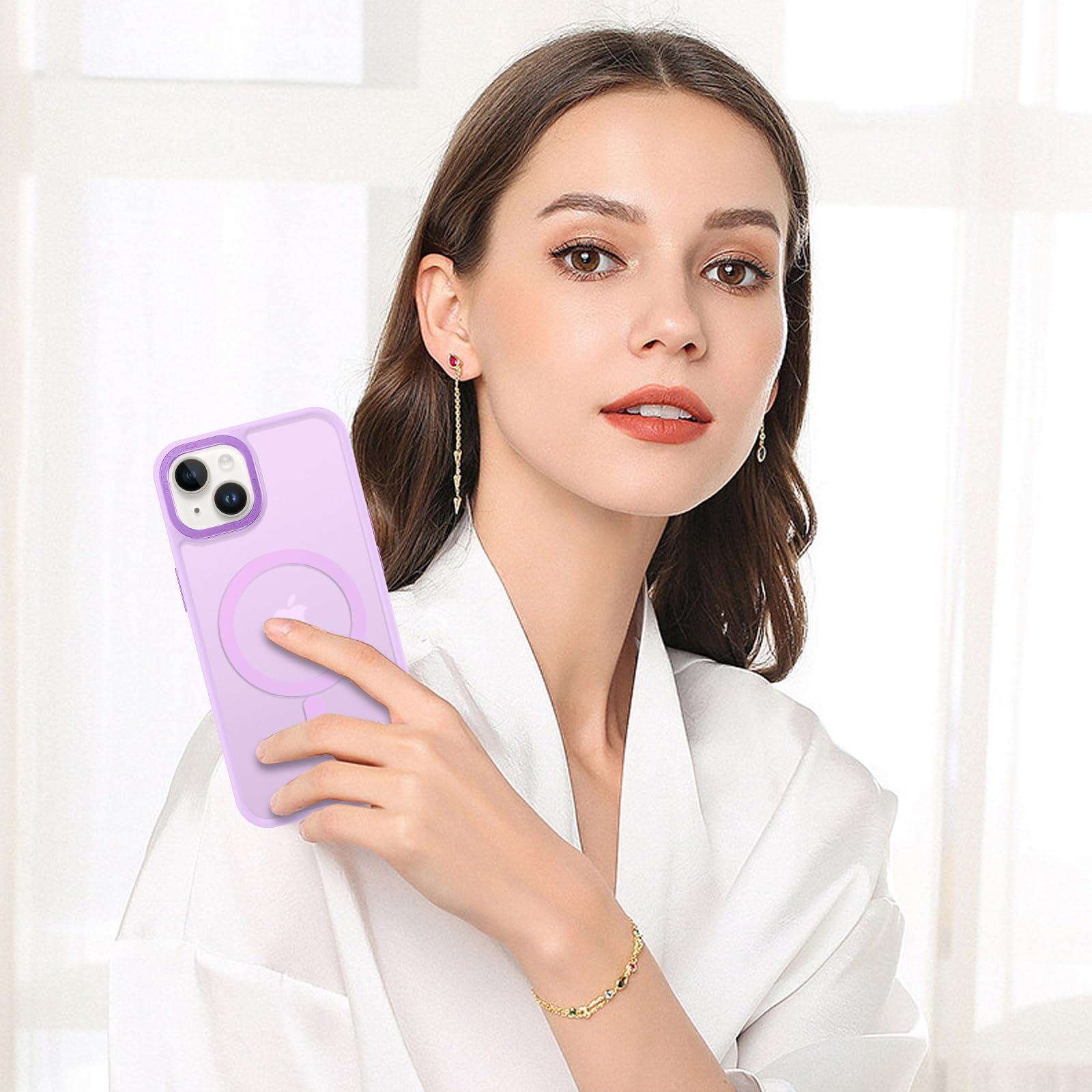 BENTOBEN Magnetic for iPhone 13 Case & iPhone 14 Case [Compatible with Magsafe] Translucent Matte Phone Case iPhone 13/14 Slim Shockproof Women Men Protective Cover for iPhone 13/14 6.1", Light Purple - Image 9