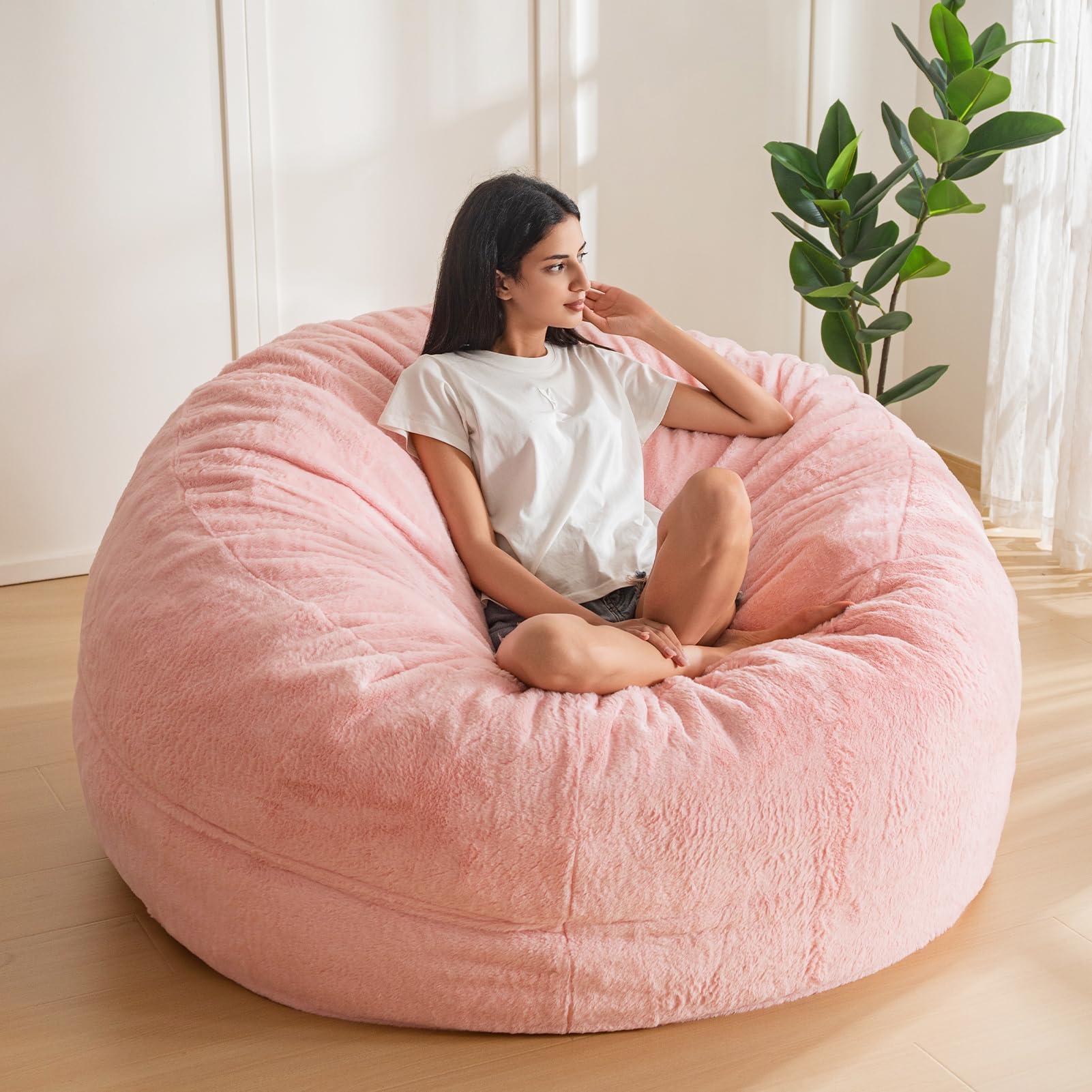 MAXYOYO Bean Bag Chair for Adults, Large 4 ft Bean Bag Chair with Foam Filling, Ultra Soft Fur Lazy Sofa for Living Room Bedroom, Machine Washable Cover - Image 3