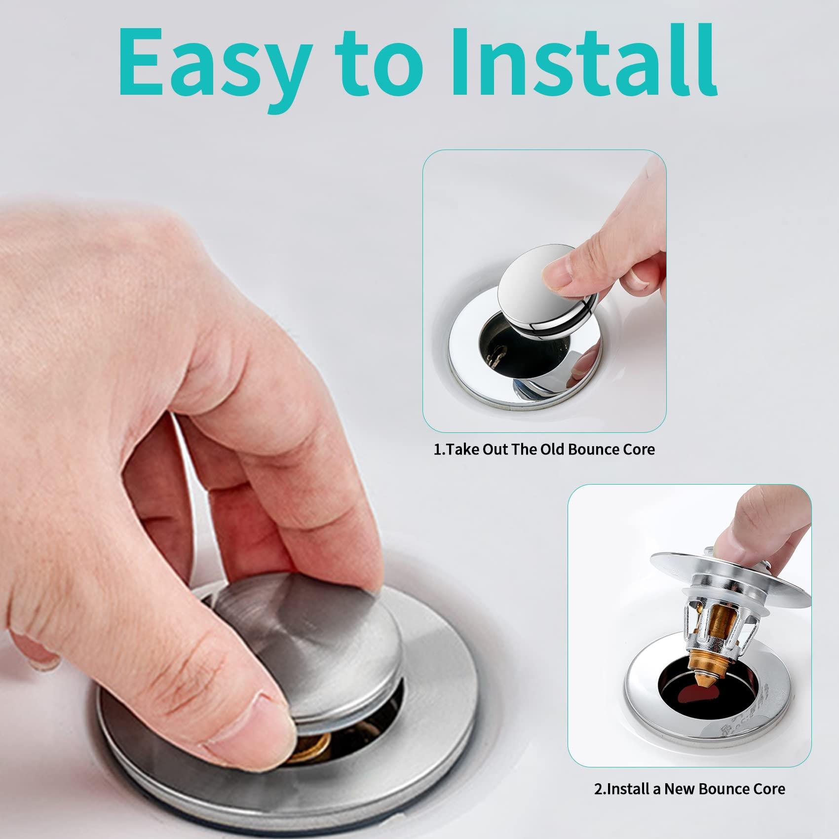 Sink Stopper, Bathroom Sink Drain Strainer with Hair Catcher, for 1.04’’~1.97’’ Drain Hole, Brass Universal Drain Cover, Pop Up Basin Plug - Image 7