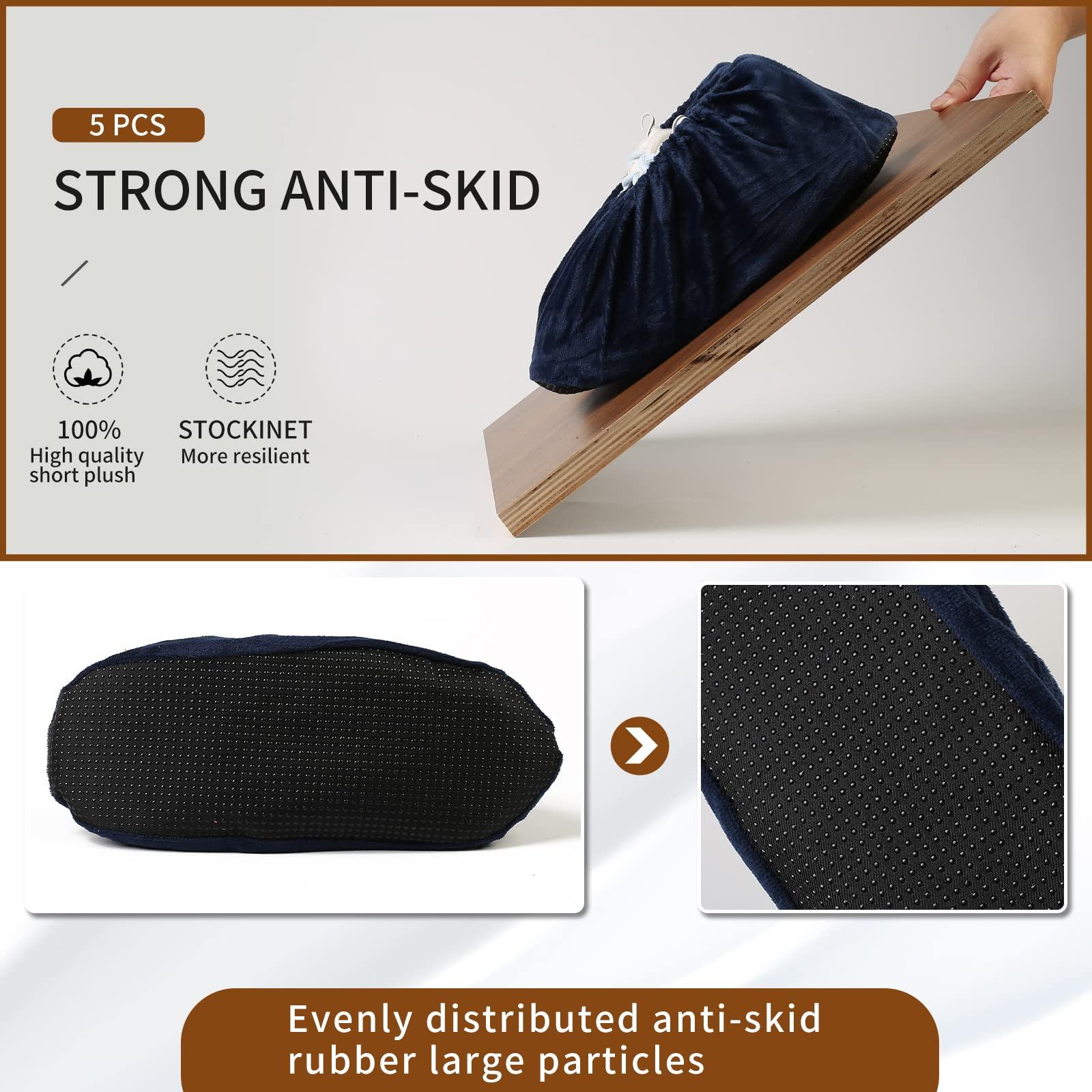 5 Pairs Reusable Shoe Covers, Non Slip Shoe Protectors Covers, Universal Soft Washable Thickened Foot Boot Shoe Covers for Indoors Home Laboratory (Navy blue) - Image 4