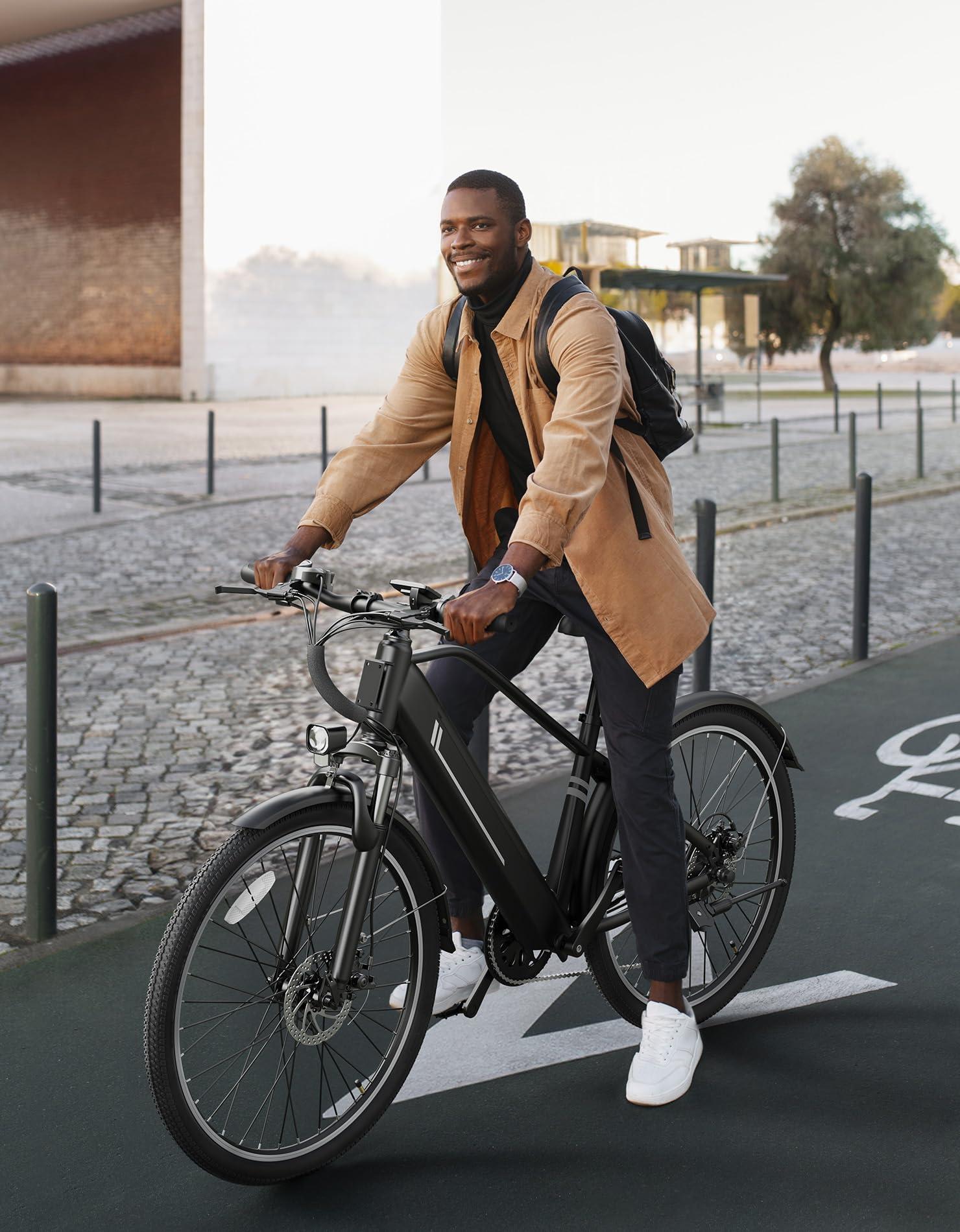 YOLOWAY Electric Bike for Adults, 26" Up to 1000W Peak Motor Ebike 45+ Mile Range Brushless City Ebike, 25Mph 7-Speed Commuter E-Bike with Removable 360Wh Battery for Commuting, Outdoor - Image 9