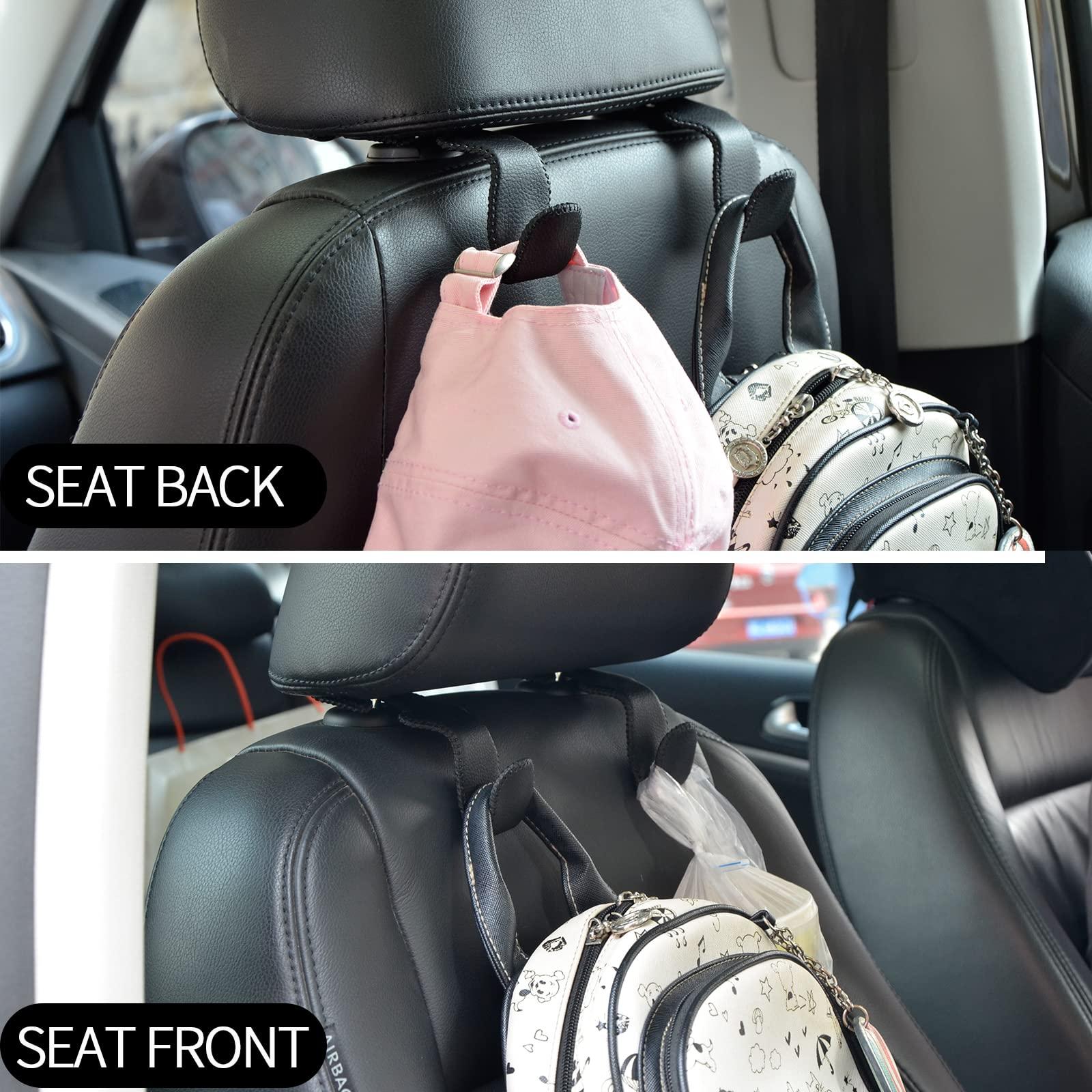 Car Hooks Universal Car Vehicle Back Seat Headrest Hanger Holder Hook Microfiber Leather & Stainless Steel for Bag Purse Cloth Drink Grocery (Black) - Image 6