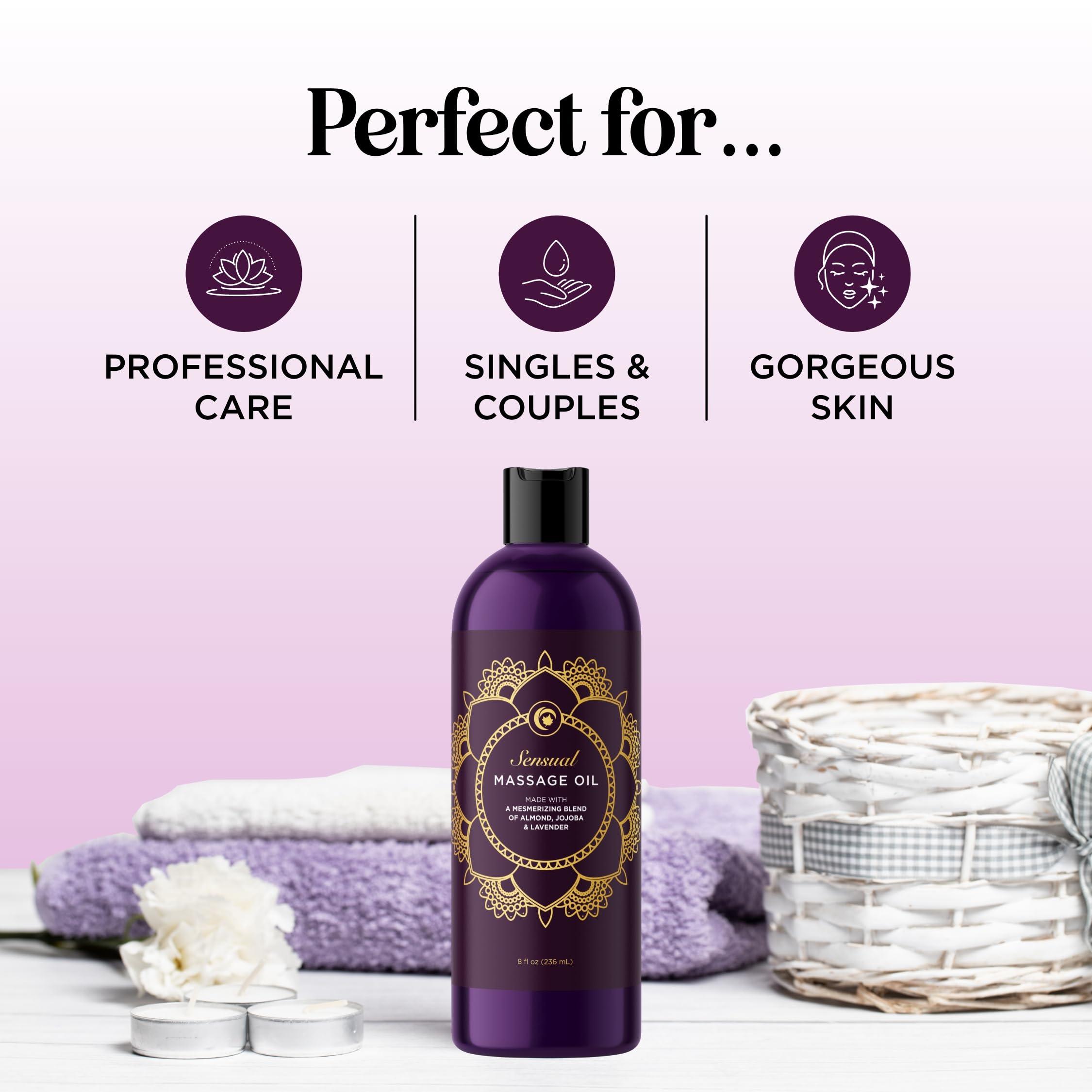 Aromatherapy Sensual Massage Oil for Couples - Relaxing Lavender Massaging Oil for Massage Therapy with Vitamin E Jojoba & Sweet Almond - Naturally Scented Vegan Non GMO & Gluten Free (8 Fl Oz) - Image 7