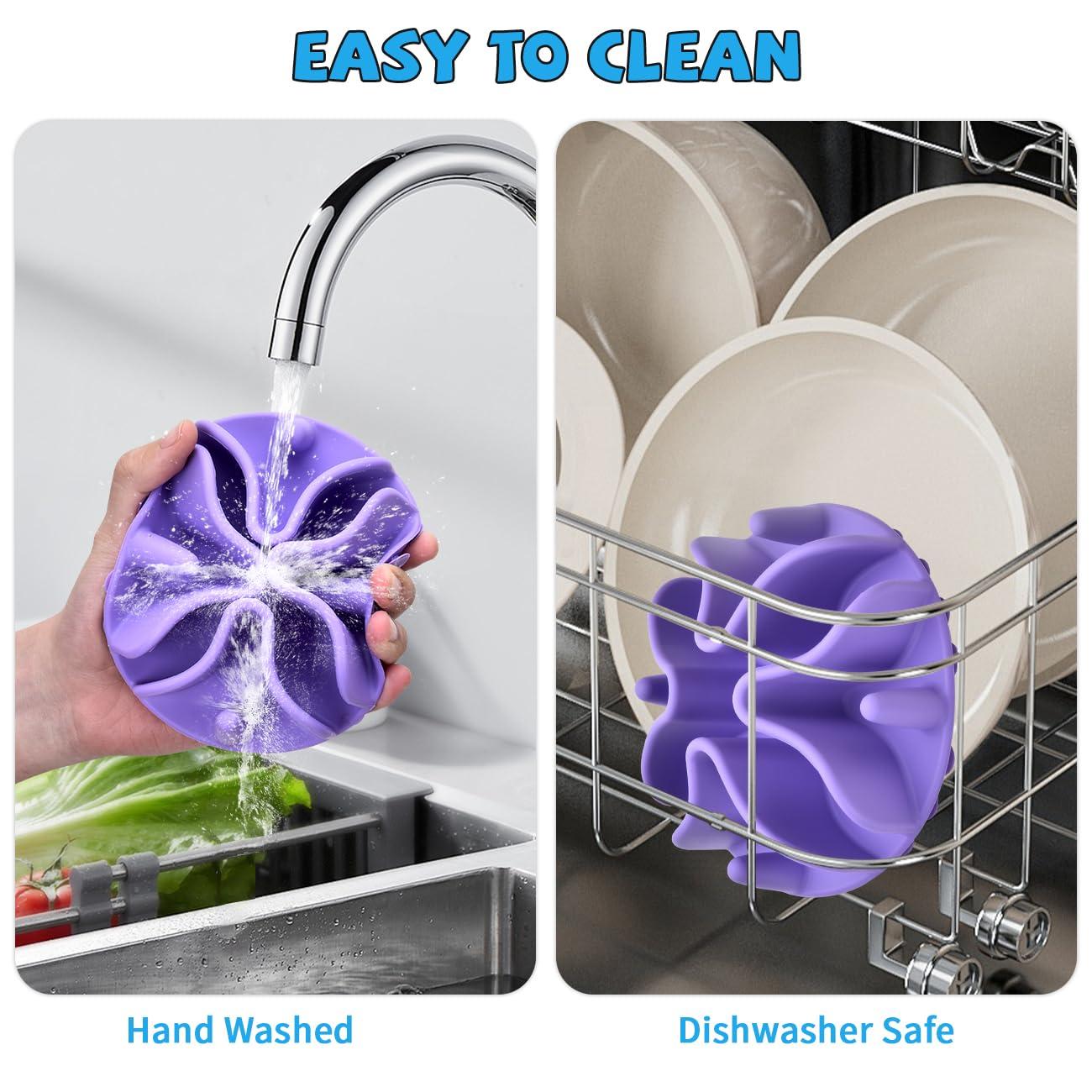 Slow Feeder Dog Bowls Insert, Silicone Slow Feeder Bowl with Strong Suction Cups Perfect for Stainless Steel Glass Ceramic Dog Bowls (Purple, Small Size) - Image 4