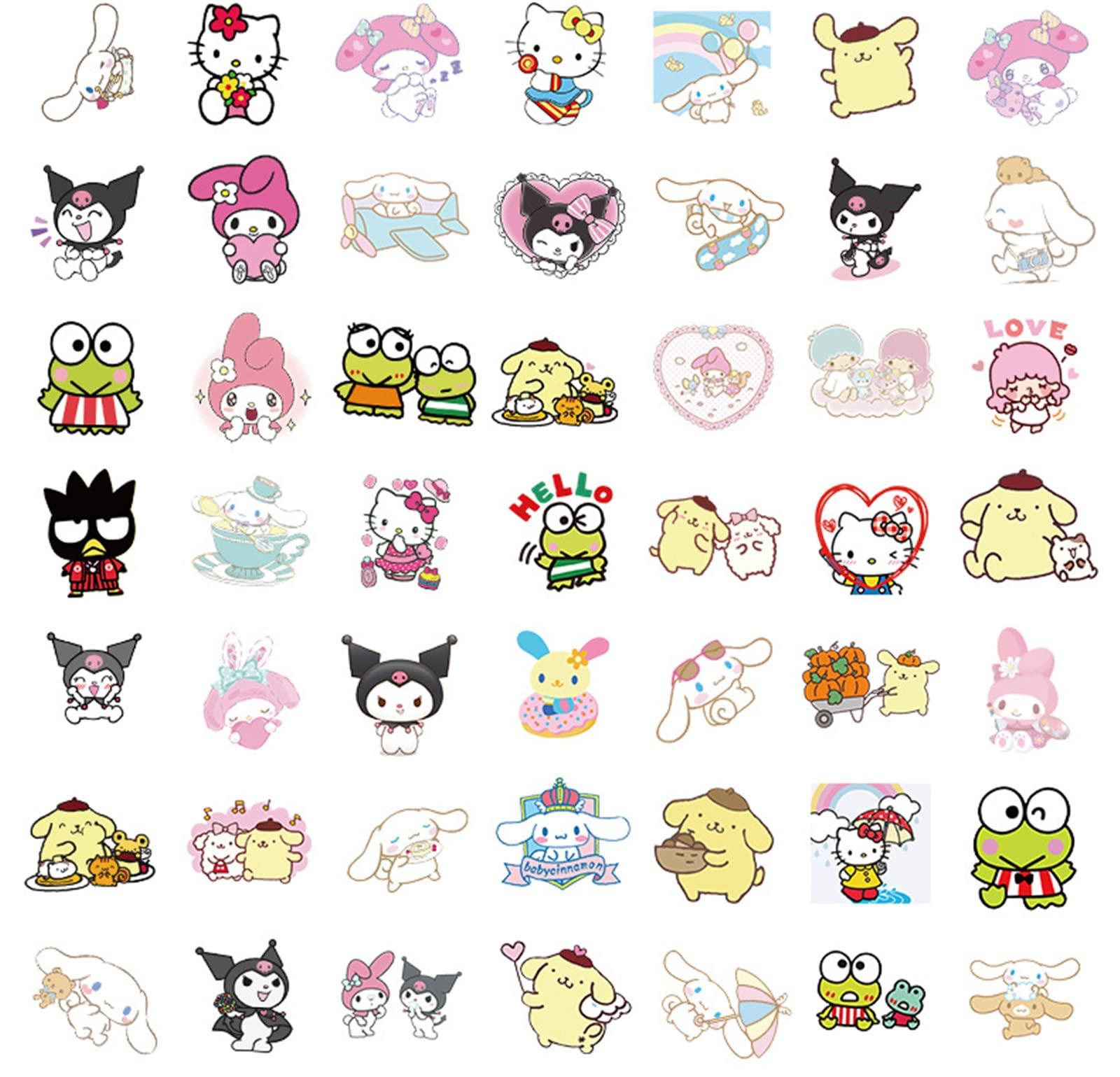 100Pcs Cartoon Sanrio Stickers for Kids - Hello Kitty, MyMelody&Kuromi, Cinnamoroll, Pompompurin, Keroppi, Pochaco - Assorted Decals Pack for Girls Teens - Image 6