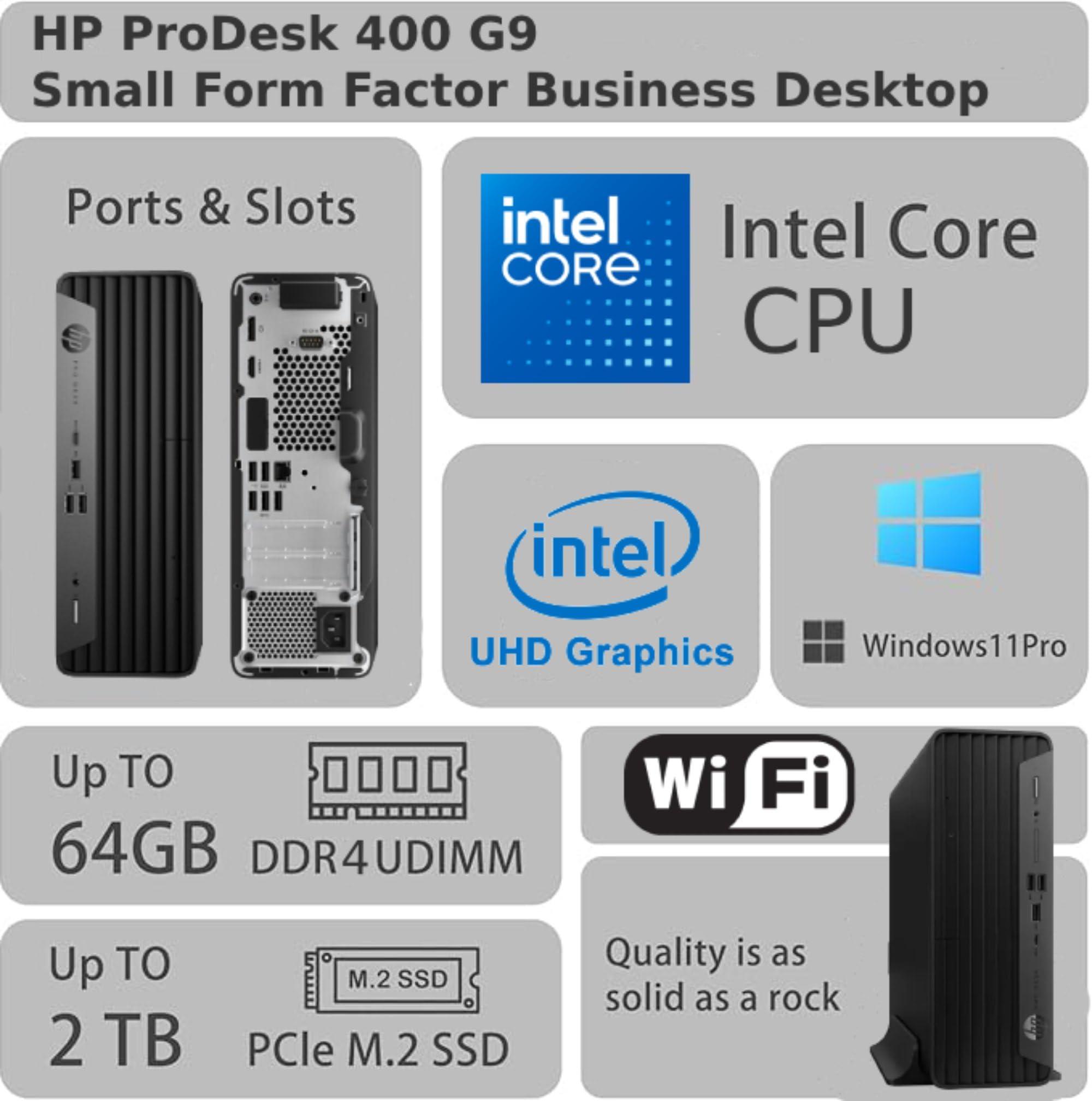 HP ProDesk 400 G9 SFF Business Desktop Computer, Intel CPU, 32GB RAM, 1TB PCle SSD, Dual 4K Display Support, USB-C, HDMl, RJ-45, Wi-Fi, Wired Keyboard & Mouse, Windows 11 Pro - Image 2