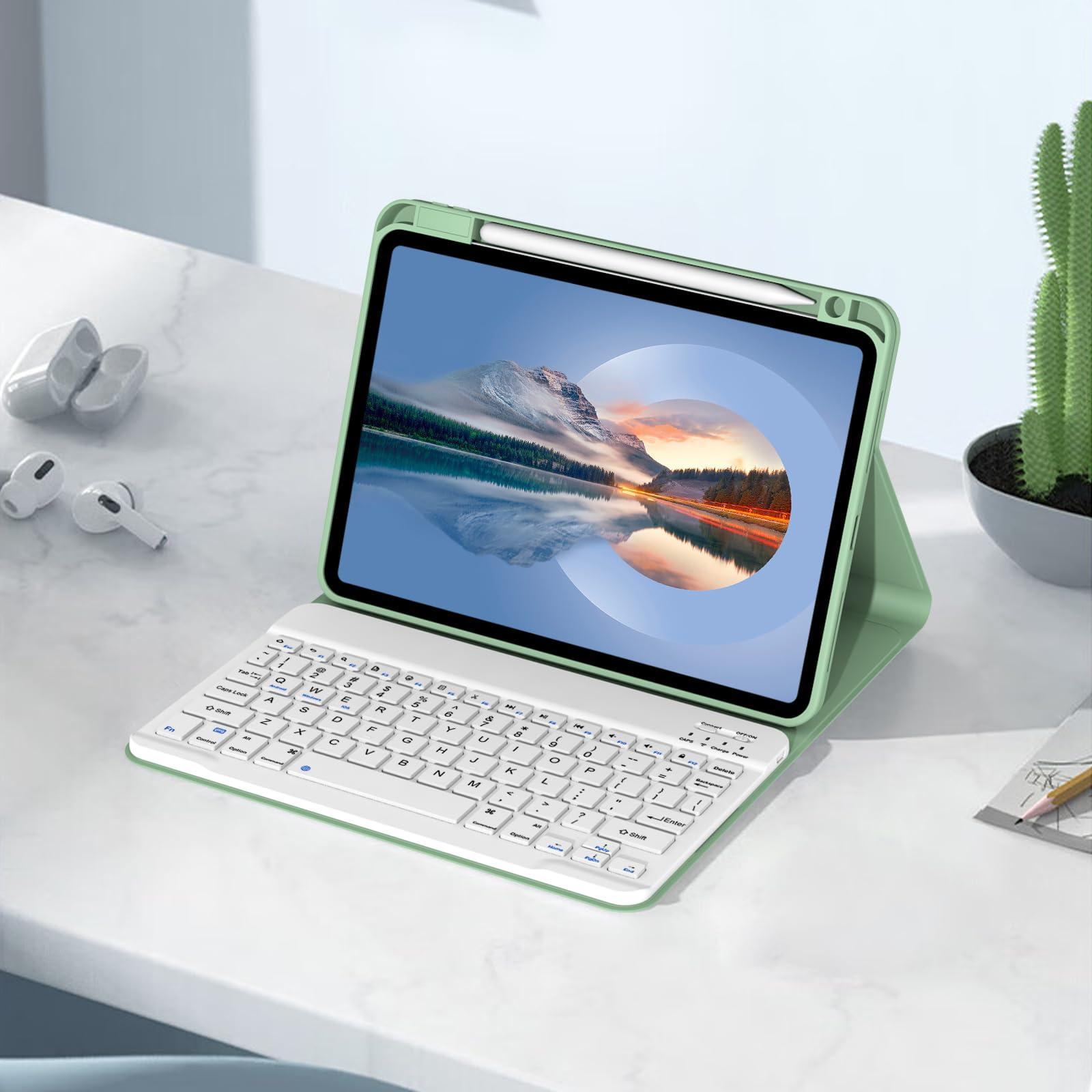 Divufus Keyboard Case for iPad Pro 13 Inch (M4) 2024 [Magnetic Detachable Wireless Keyboard][Support 3 System] Flip Stand Case with Pencil Holder for iPad 13” Pro 2024 (M4), Light Green - Image 6