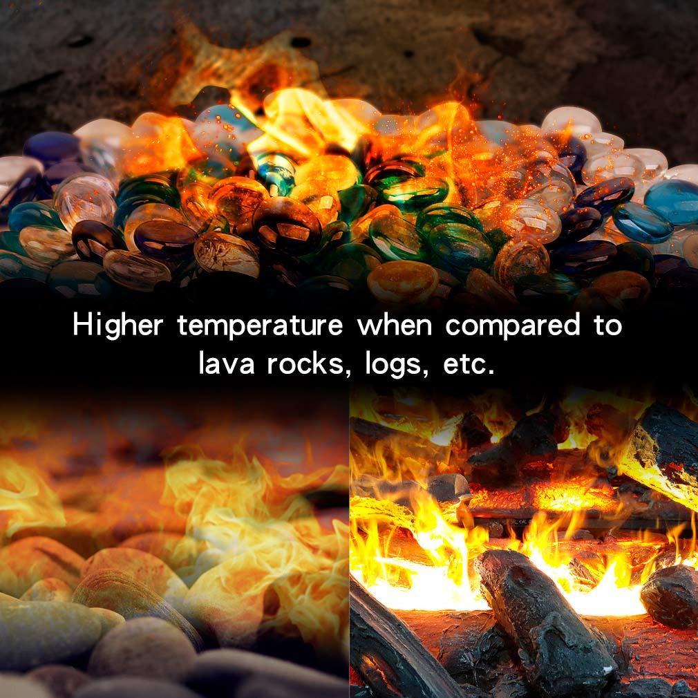 Stanbroil 10-Pound Blended Fire Glass Beads - 1/2 inch Fire Glass Drops Blended Cobalt Blue, Crystal Ice, Caribbean Blue Luster for Indoor and Outdoor Gas Fire Pits and Fireplaces - Image 5