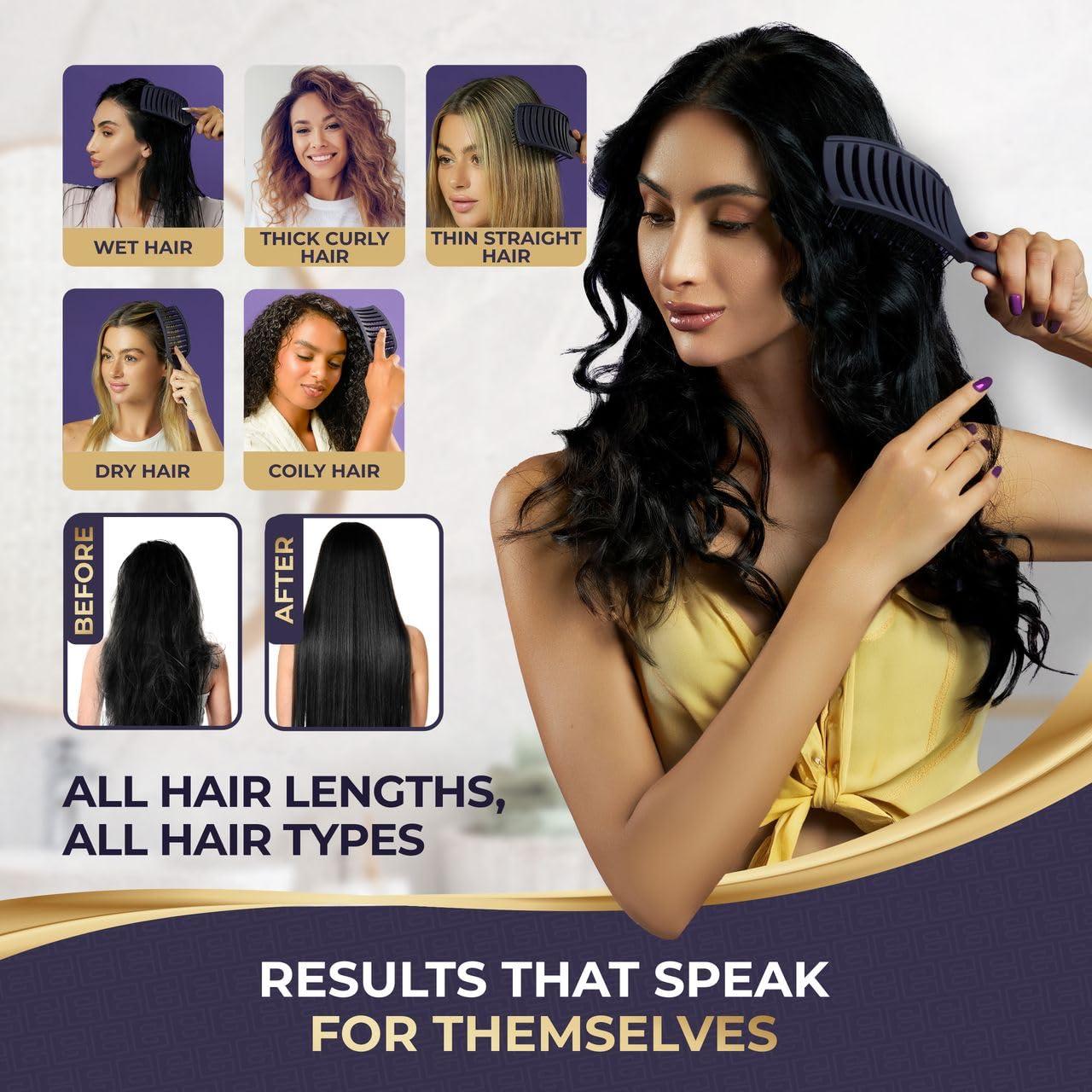BEAUXSOI Vented Detangling Brush for Wet or Dry, Thick, Coily, and Curly Hair | Curved Vent Brush for Blow Drying - Image 7