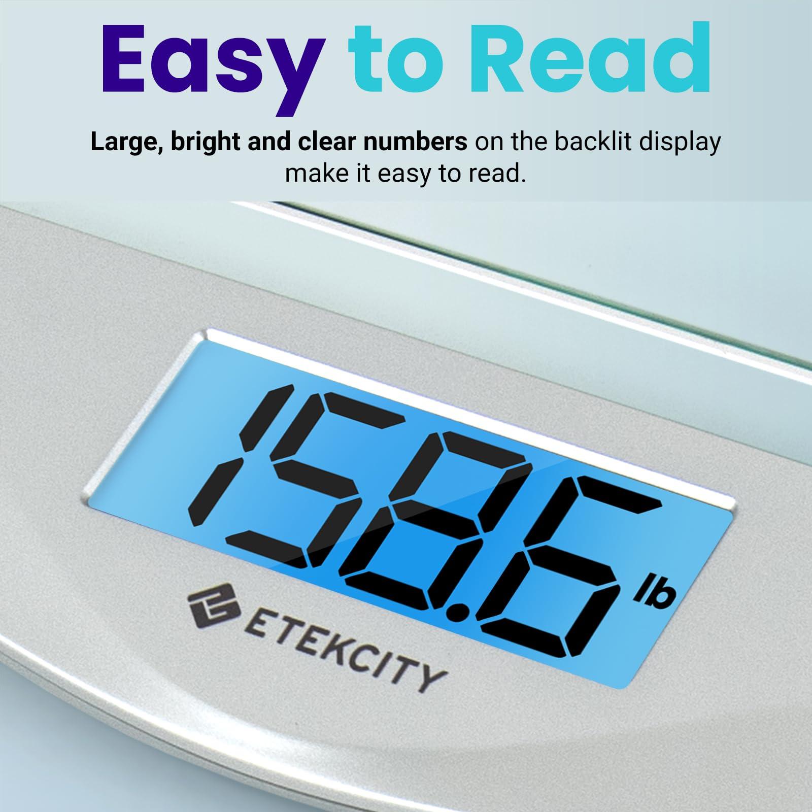 Etekcity Digital Body Weight Bathroom Scale, Large Blue LCD Backlight Display, High Precision Measurements,6mm Tempered Glass, 400 Pounds - Image 3