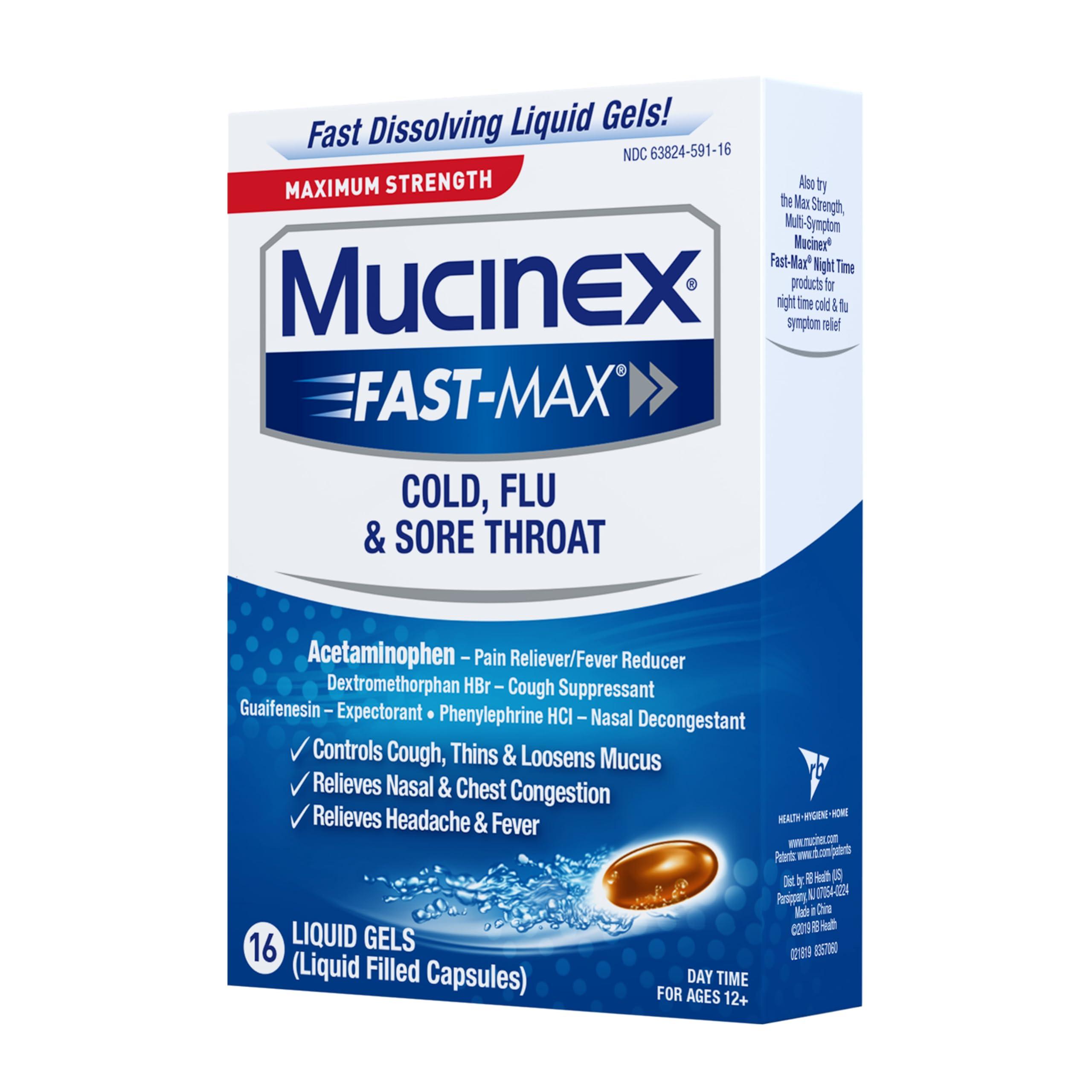 Mucinex Fast-Max Liquid Gels for Cold/Flu/Sore Throat, 16 Count - Image 11
