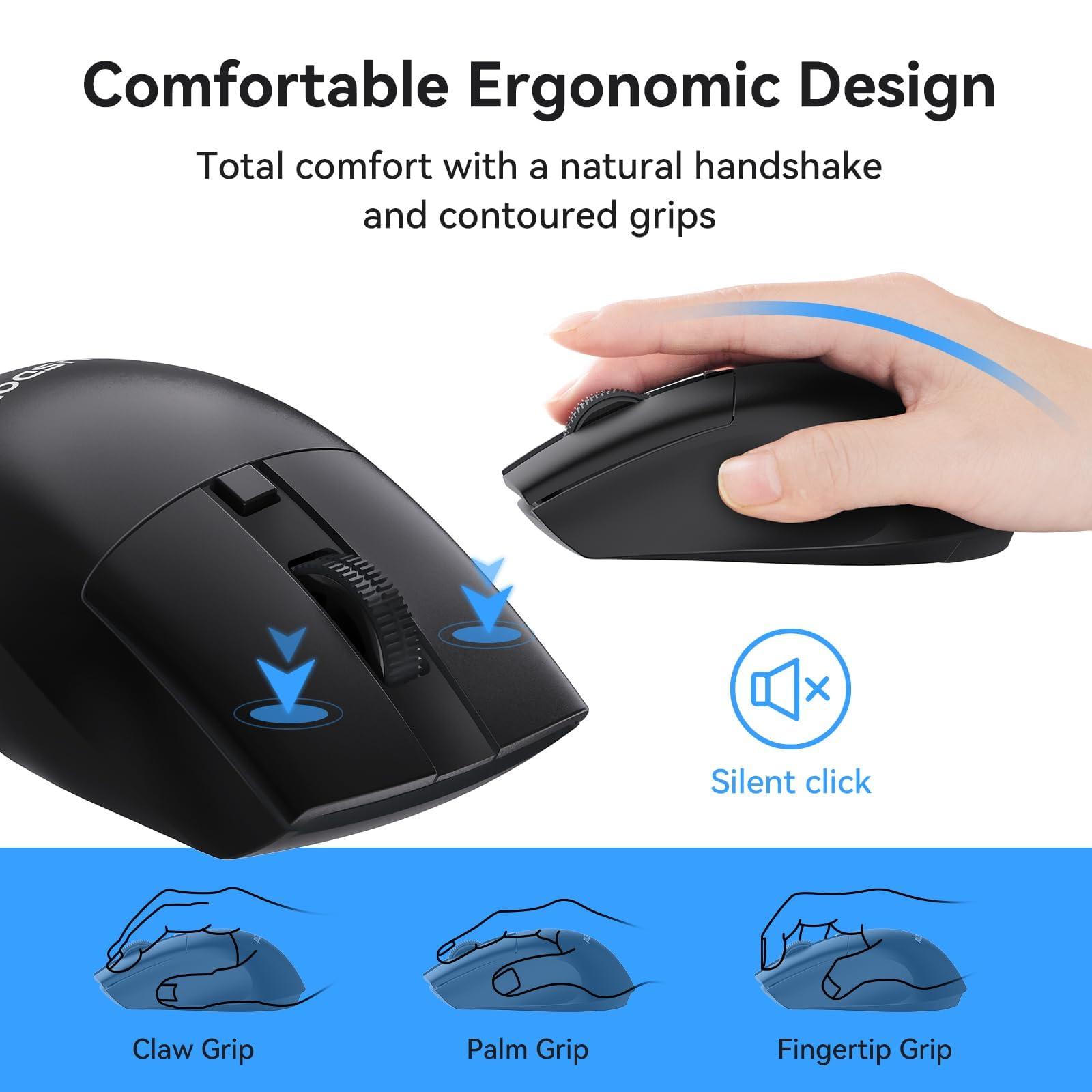 AUSDOM Wireless Mouse for Laptop - Computer Mouse with 2.4G USB Mini Receiver, 1600 DPI Optical Tracking, Cordless Portable Computer Mice for PC, Mac, Notebook, Black - Image 3