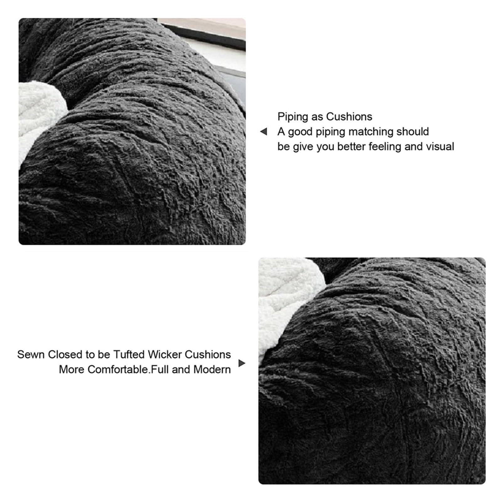 HDMLDP Bean Bag Chair for Adults Kids Without Filling Comfy Fluffy Giant Round Beanbag Lazy Sofa Cover for Reading Chair Floor Chair, 6FT, Grey - Image 3