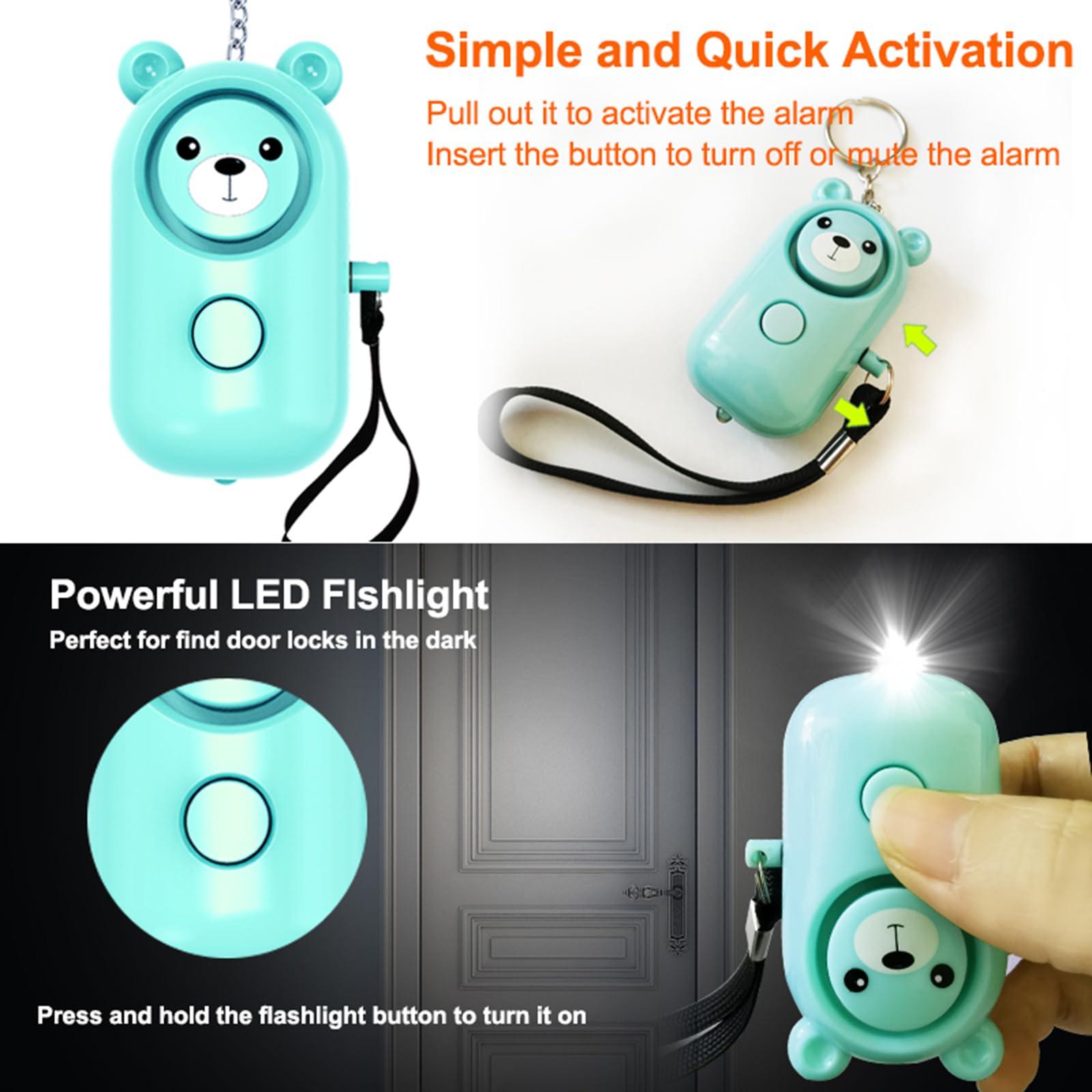 Personal Alarm Keychain - 130dB Safety Self Defense for Women Girl Kids Elderly, Multi-Function with LED Light, Cute Portable Security Safe Sound Siren (Cyan) - Image 4