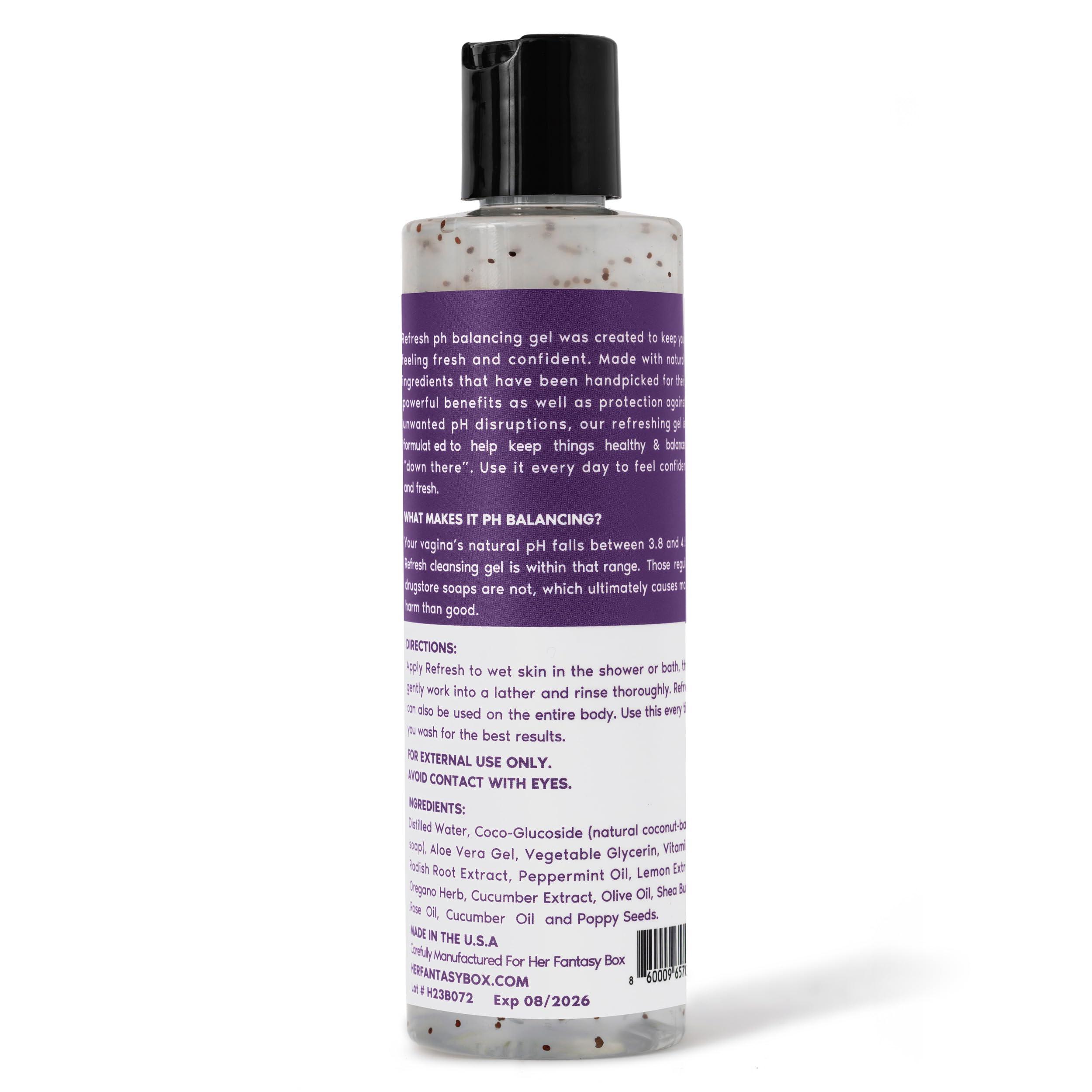 Her Fantasy Box | Refresh pH Balancing Shower Gel - Natural Feminine Hygiene Solution for Gentle Cleansing, Odor Control, and Skin Nourishment - pH-Balanced Formula for All Skin Types (8 oz) - Image 2