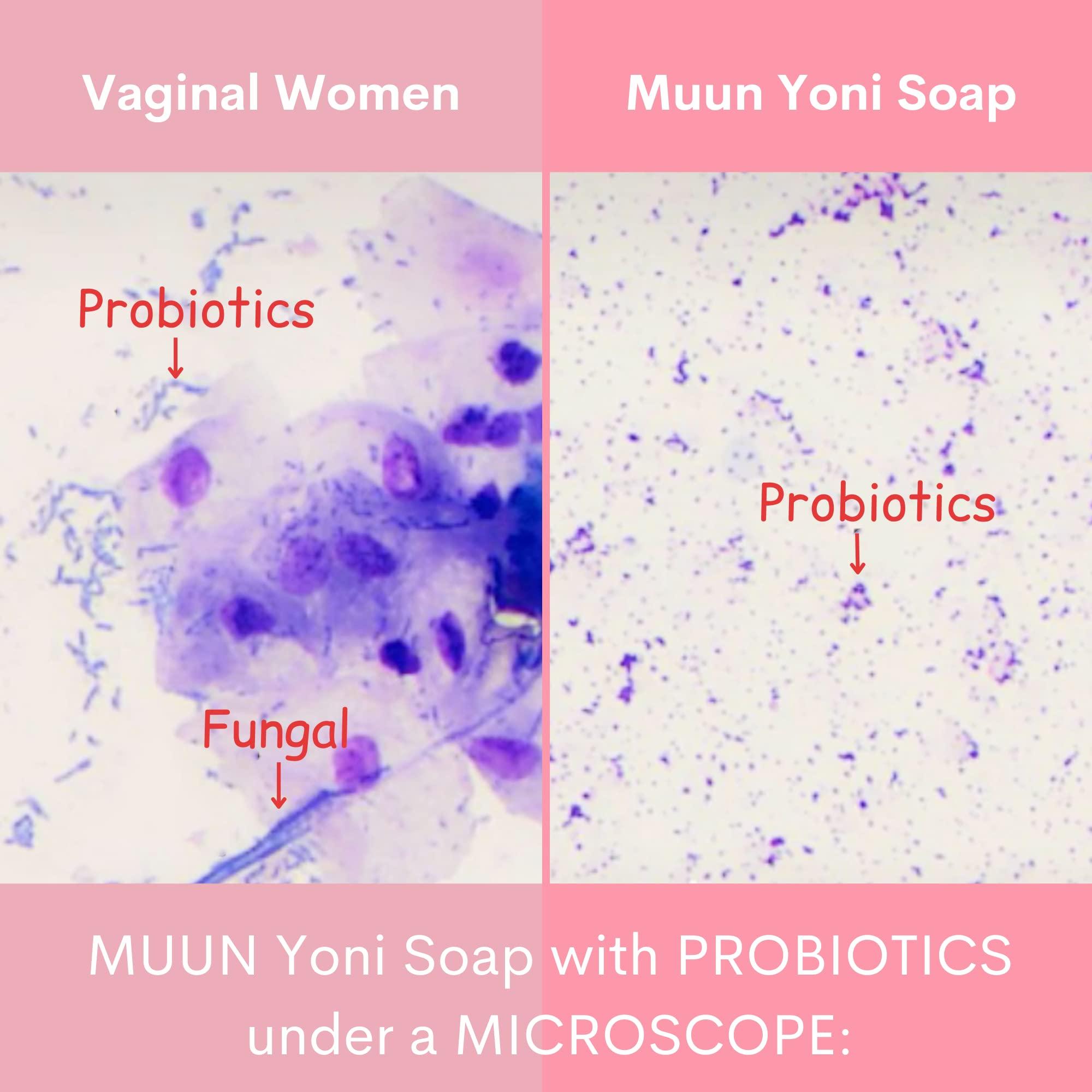 Muun Strawberry Yoni Soap Bar - Pack 3 pH Balancing Cleanser - Probiotics & Natural Ingredients - Gentle Cleansing Formula Eliminates Odor Vaginal Health - Feminine Wash - Moisturizing Intimate - Image 4