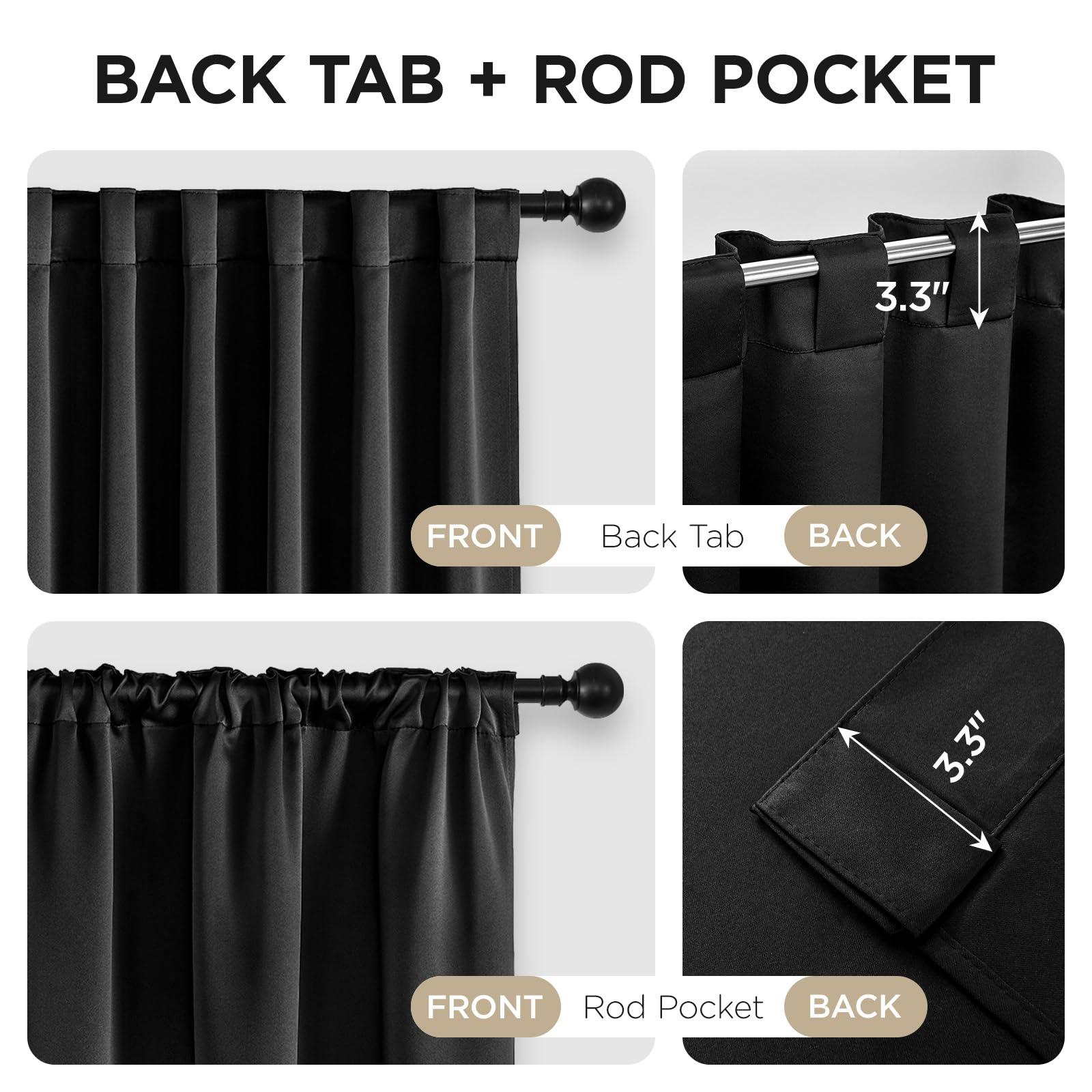 Joydeco Black Blackout Curtains 84 Inch Length 2 Panels Set, Thermal Insulated Privacy Curtains for Bedroom, Room Darkening Drapes for Living Room Window (W52 x L84 Inch, Black) - Image 3