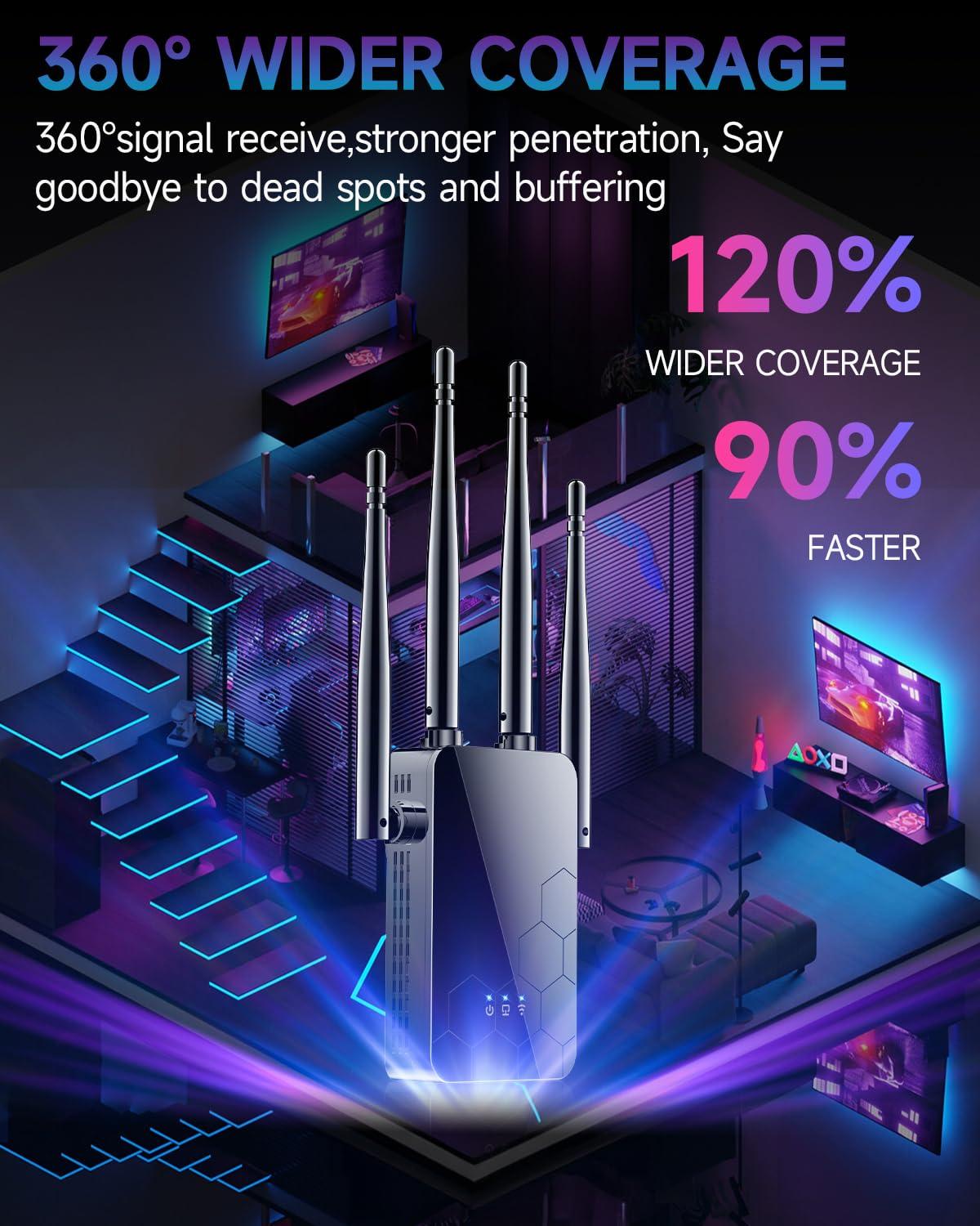 WiFi Extender Internet Booster, 10000 Sq.ft Long Range Repeater Wireless Routers Amplifier, Support More Network Devices at Home - Image 3